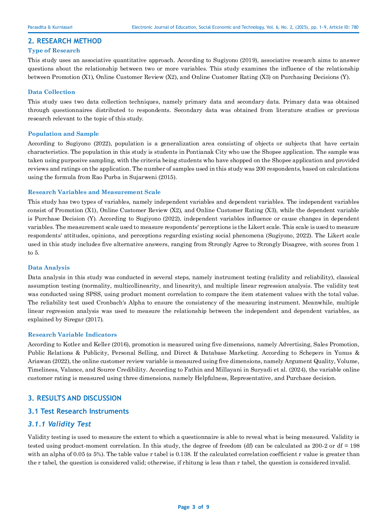 JURIS The Influence of Promotion Online Customer Review and Online Customer Rating on Purchasing Decisions in the Shopee Application Among Students in Pontianak City
