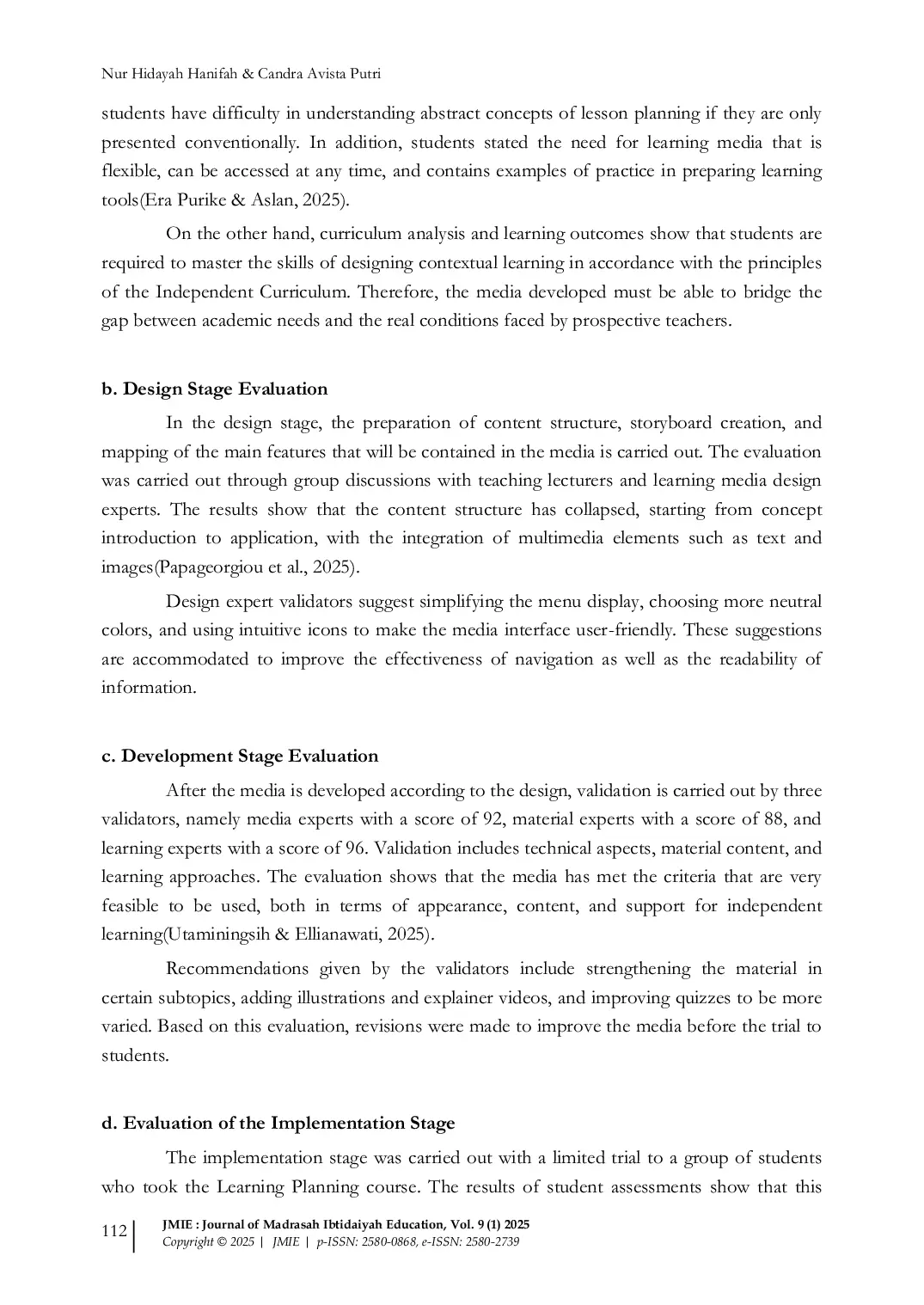 JURIS Development of Web Based Learning Planning Course Media for Support College Students Learning Independence
