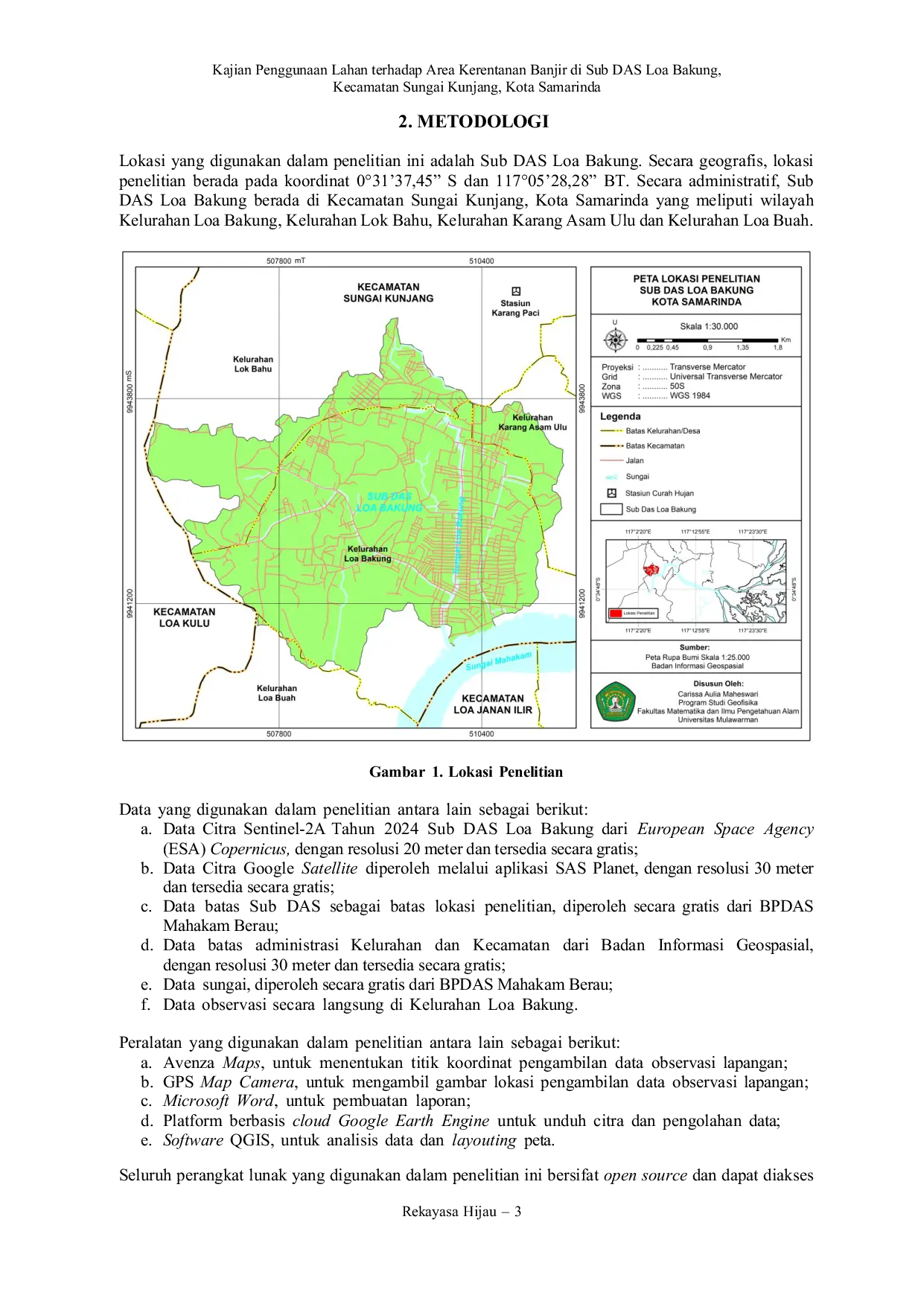 JURIS Kajian Penggunaan Lahan terhadap Area Kerentanan Banjir di Sub DAS Loa Bakung Kecamatan Sungai Kunjang Kota Samarinda