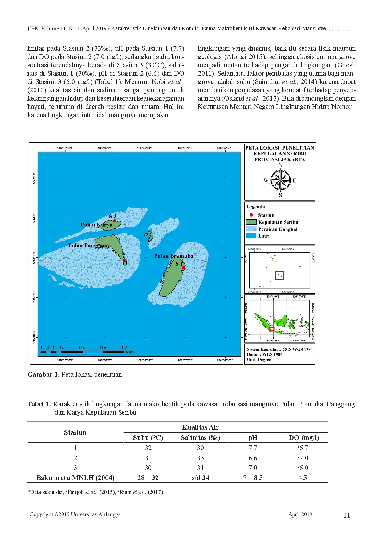 juris Karakteristik Lingkungan dan Kondisi Fauna Makrobentik Di Kawasan Reboisasi Mangrove Pulau Pramuka Panggang dan Karya Kepulauan Seribu Indonesia br i Environmental Characteristics and Conditi