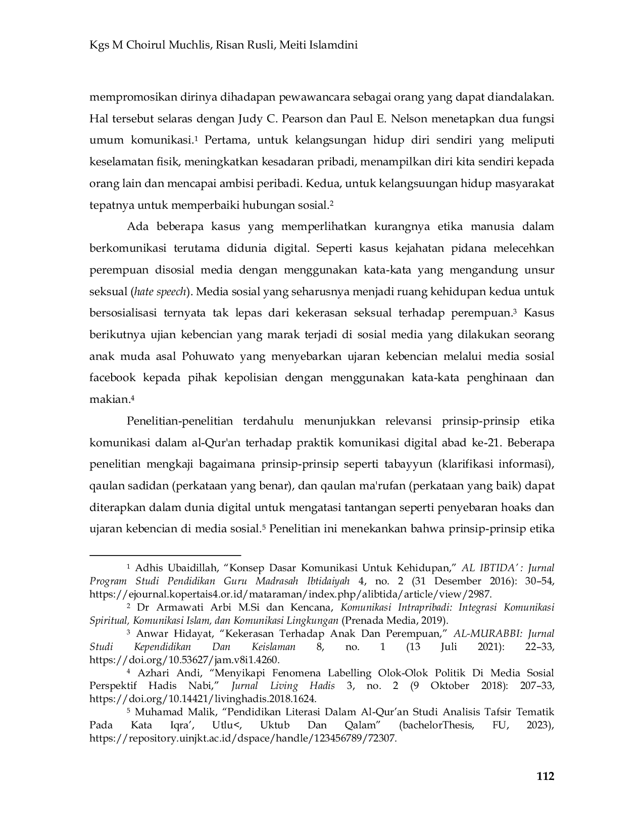 JURIS Konsep Etika Komunikasi Dalam Al Qur an Dan Relevansinya Terhadap Praktik Komunikasi Digital Abad Ke 21 Studi Tafsir Tematik