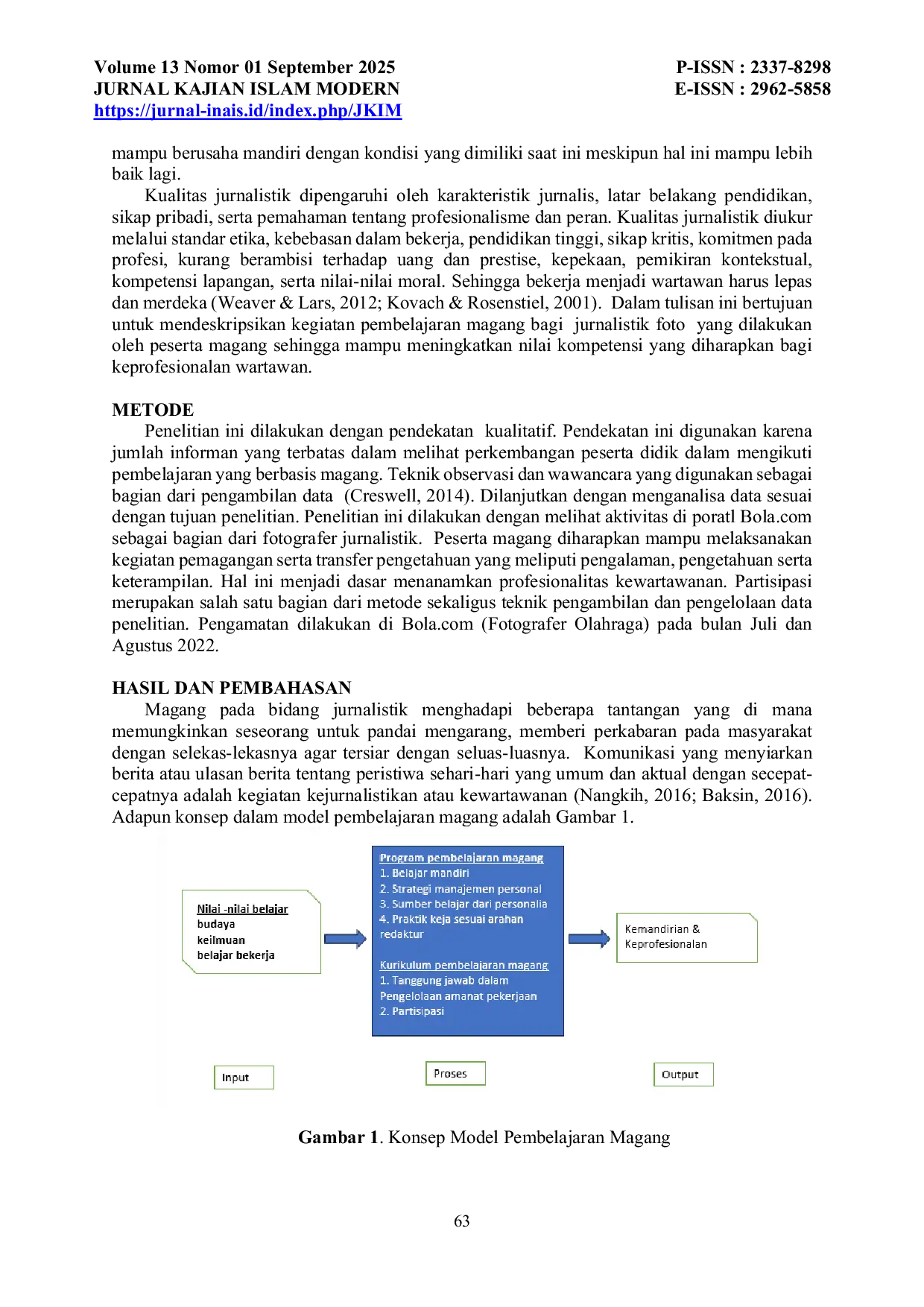 JURIS Model Pembelajaran Magang Bagi Jurnalistik Foto Olahraga Di Media Online