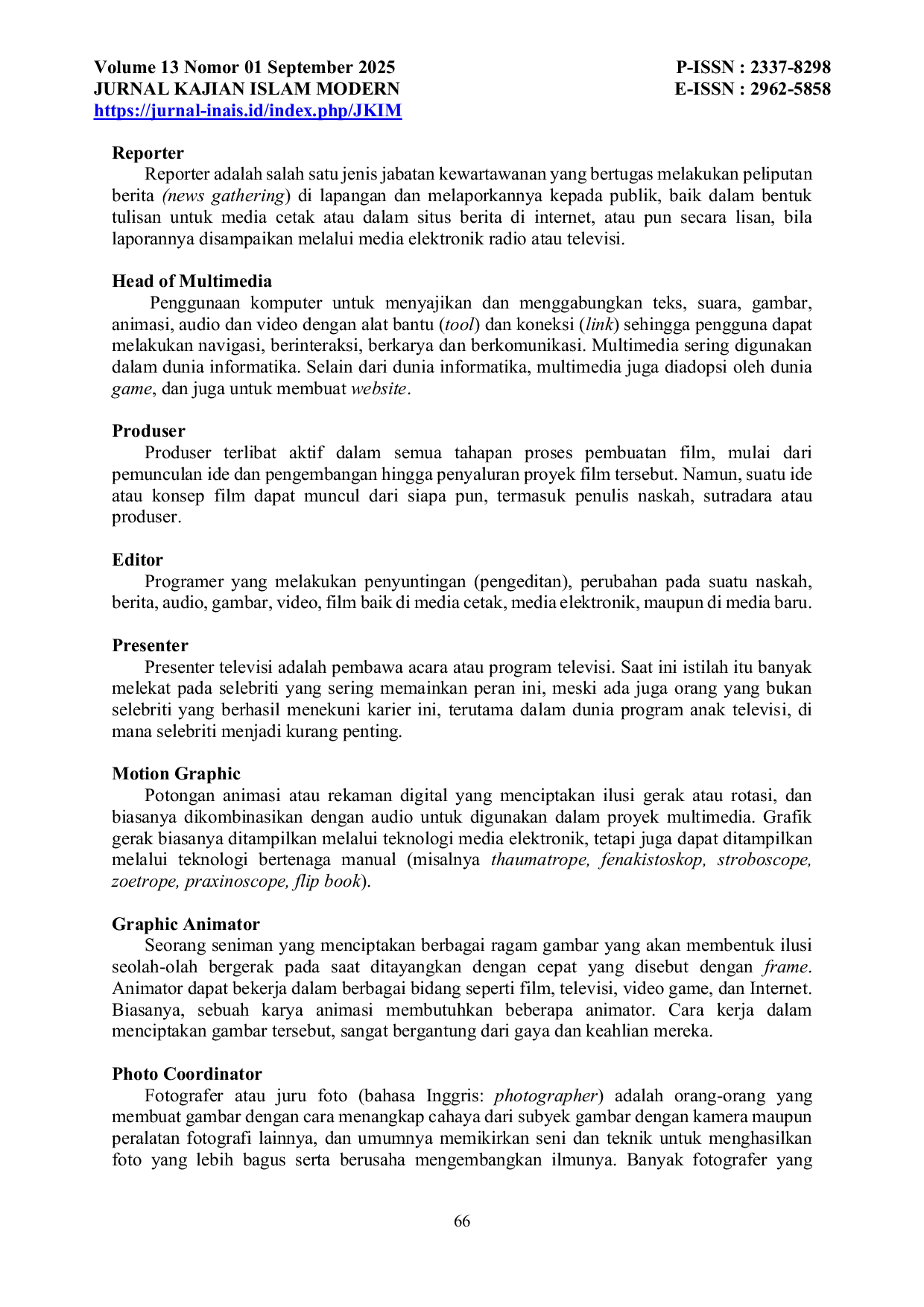 JURIS Model Pembelajaran Magang Bagi Jurnalistik Foto Olahraga Di Media Online