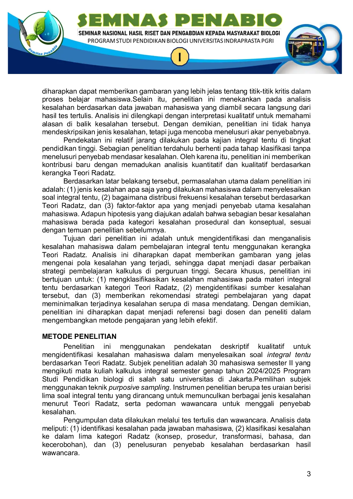 JURIS Analisis Pembelajaran Kalkulus Mengidentifikasi Kesalahan Mahasiswa dalam Penerapan Teori Radatz pada Materi Integral Tentu