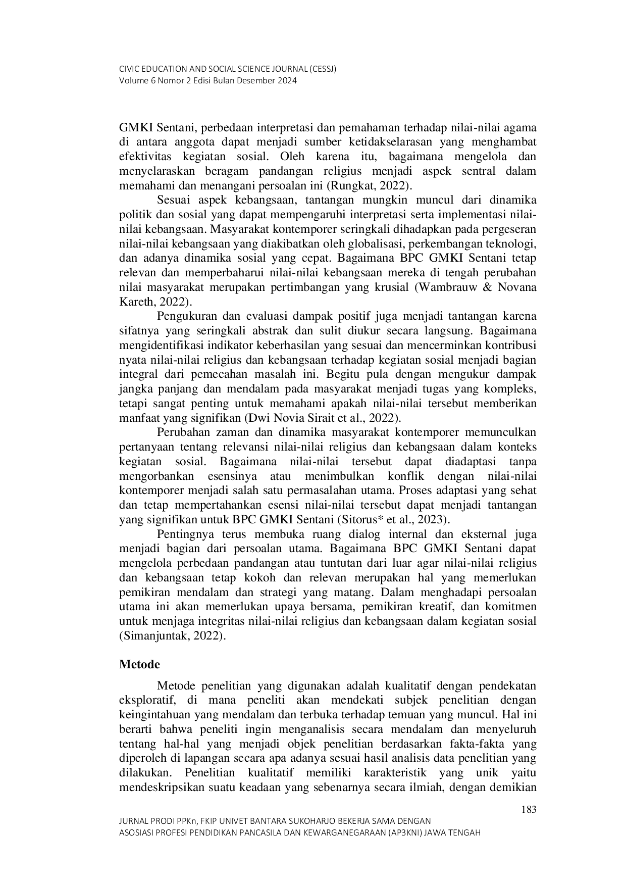 JURIS Eksplorasi Nilai Nilai Kebangsaan dan Religius dalam Kegiatan Sosial BPC GMKI Sentani