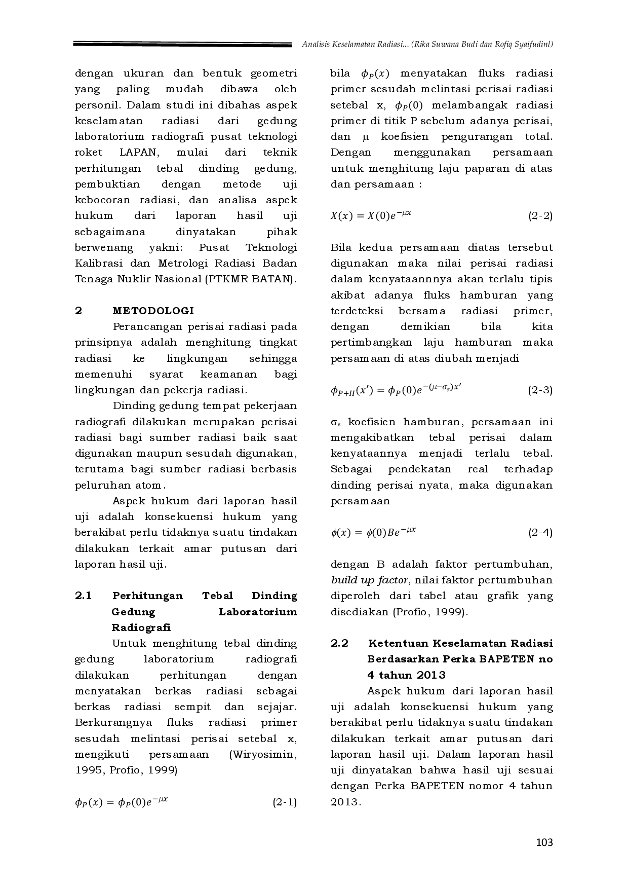 juris AnaLISIS KESELAMATAN RADIASI GEDUNG LABORATORIUM RADIOGRAFI PUSTEKROKET LAPAN SECARA TEKNIS DAN LEGAL