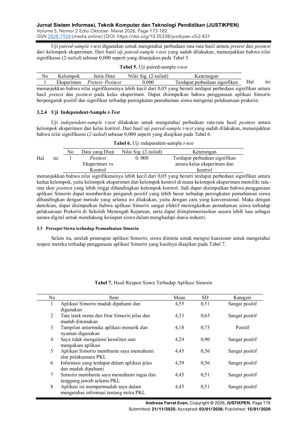 JURIS Penerapan Aplikasi Simorin dalam Meningkatkan Pemahaman Siswa terhadap Praktik Kerja Industri di Sekolah Menengah Kejuruan