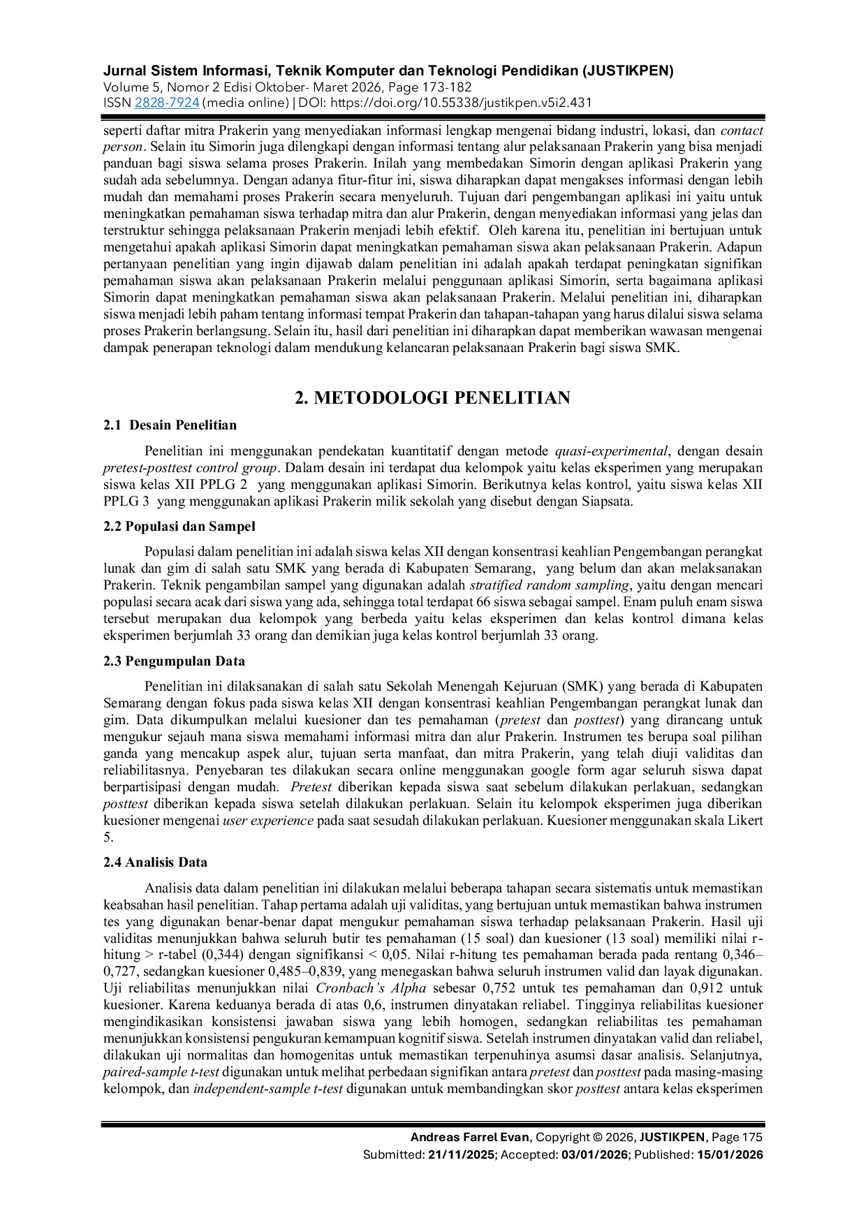 JURIS Penerapan Aplikasi Simorin dalam Meningkatkan Pemahaman Siswa terhadap Praktik Kerja Industri di Sekolah Menengah Kejuruan