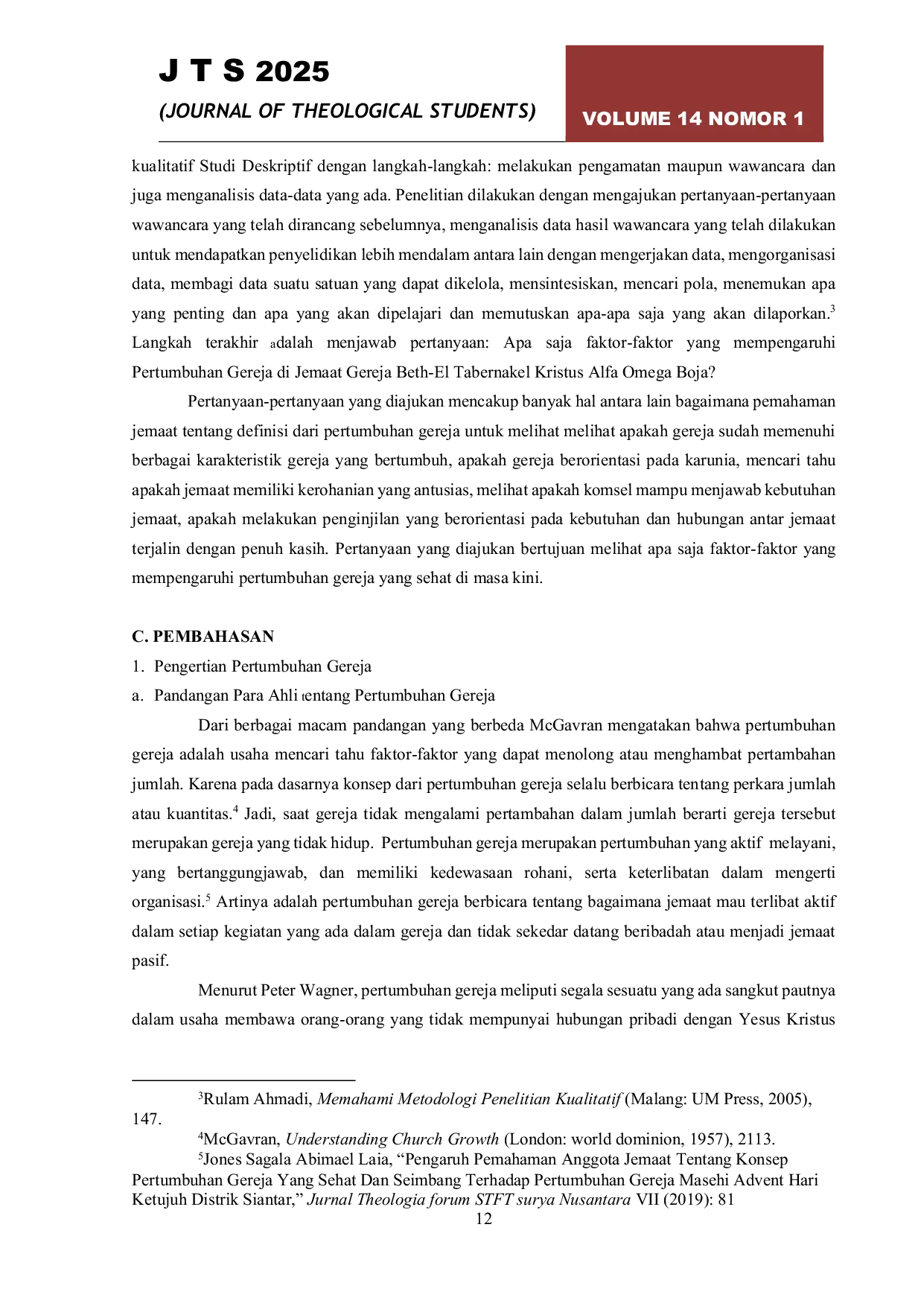 JURIS Faktor Faktor Yang Mempengaruhi Pertumbuhan Gereja Yang Sehat Di Masa Kini