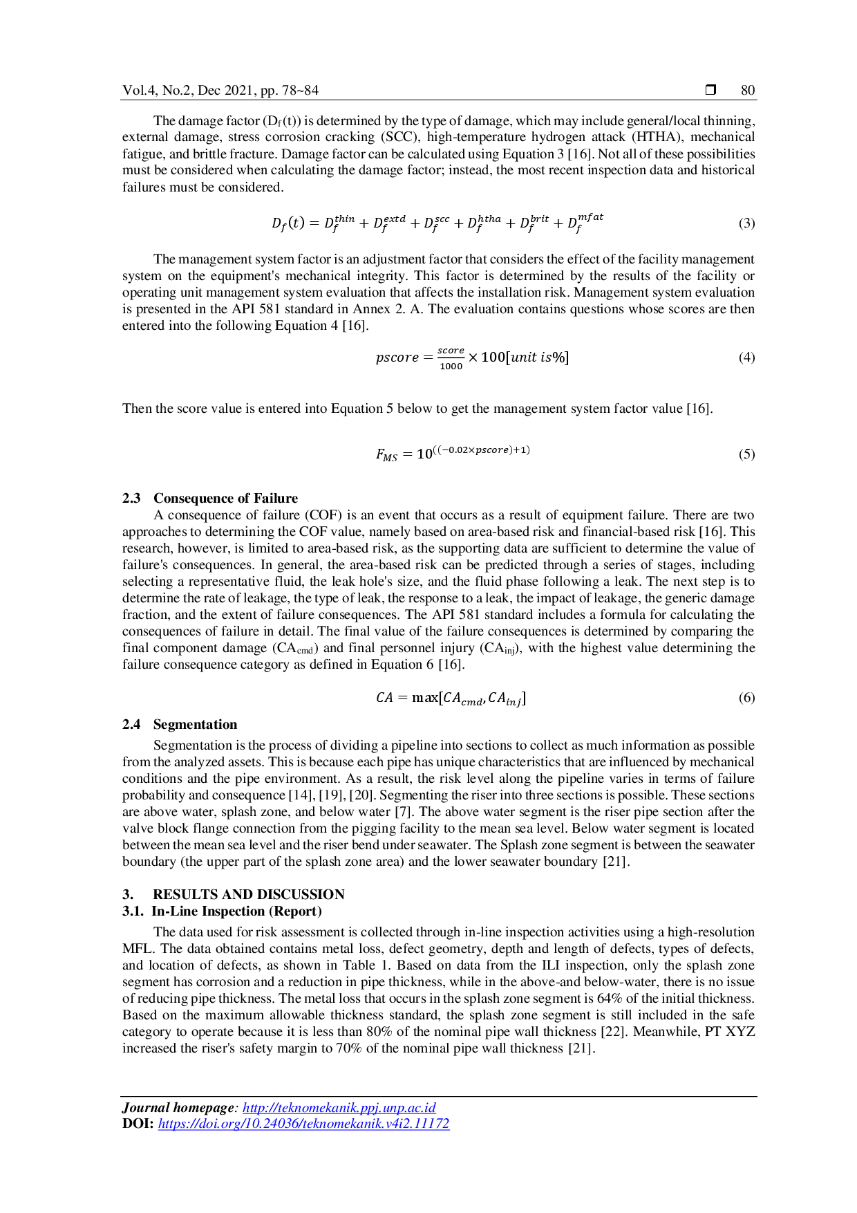 juris Quantitative Risk Based Inspection on Gas Riser Pipelines at Offshore Facilities