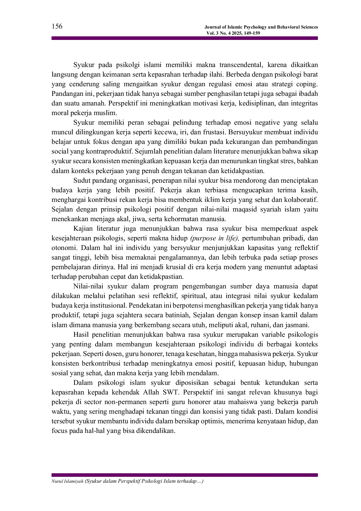 JURIS Syukur dalam Perspektif Psikologi Islam terhadap Kesejahteraan Pekerja Kajian Narasi Literatur