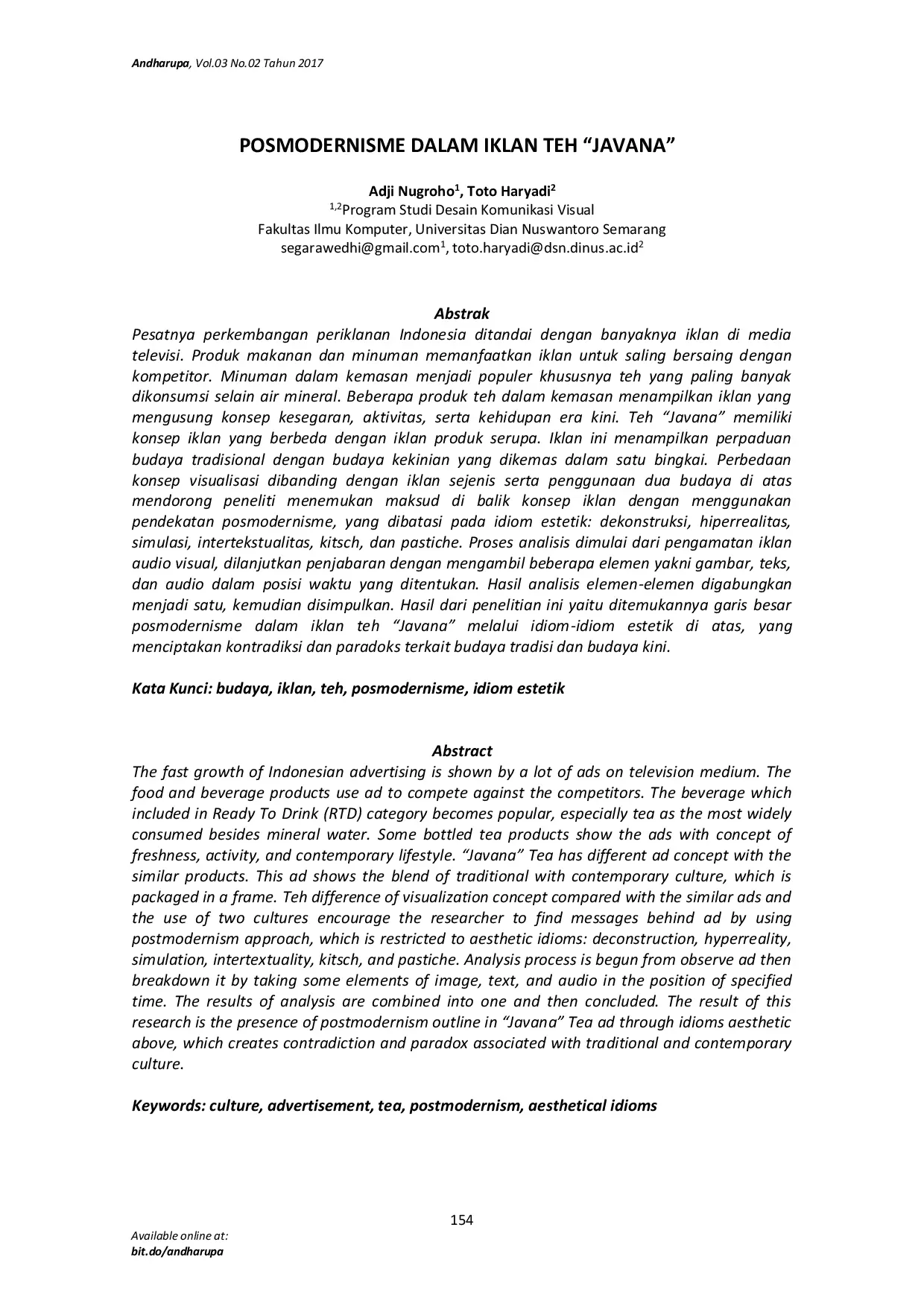 JURIS Posmodernisme dalam Iklan Teh Javana