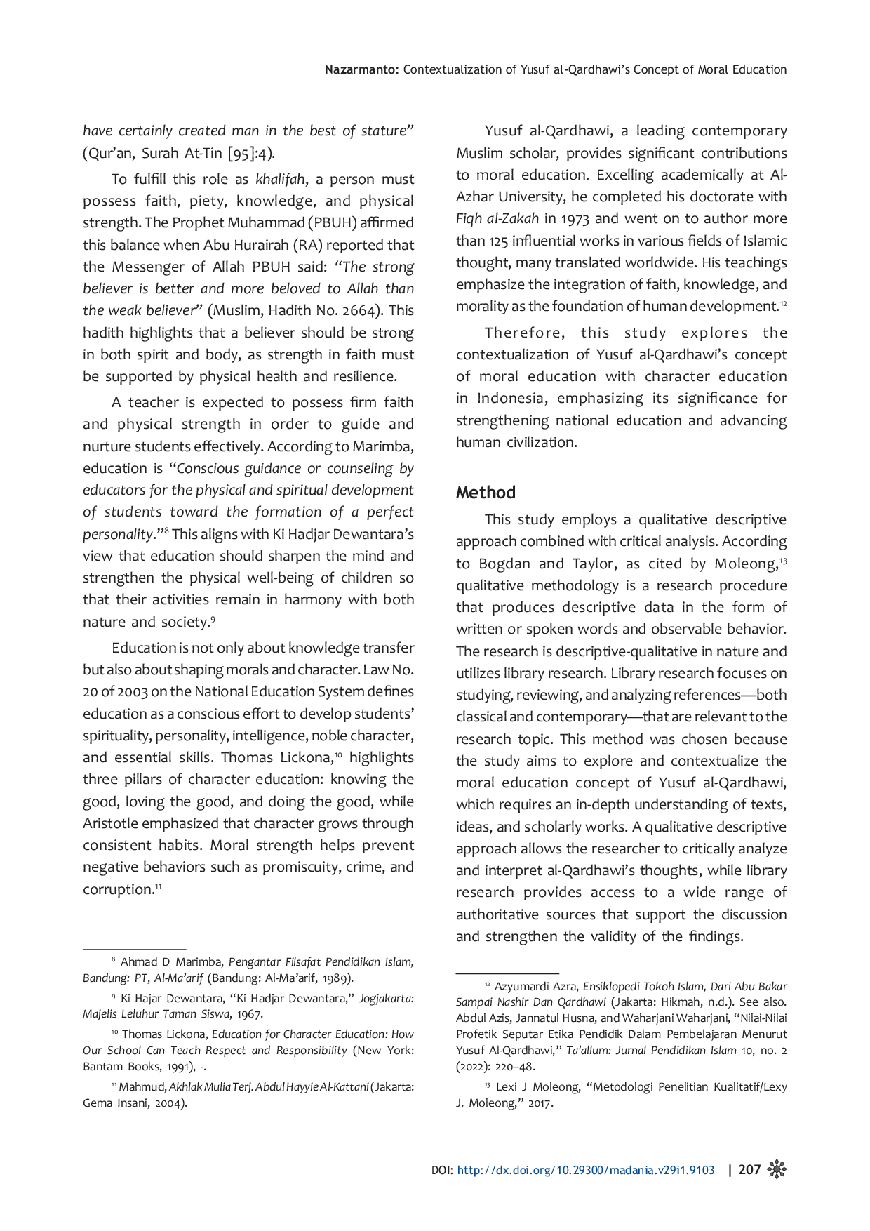 JURIS Contextualization of Yusuf al Qardhawi s Concept of Moral Education An Integrative Study with Character Education in Indonesia