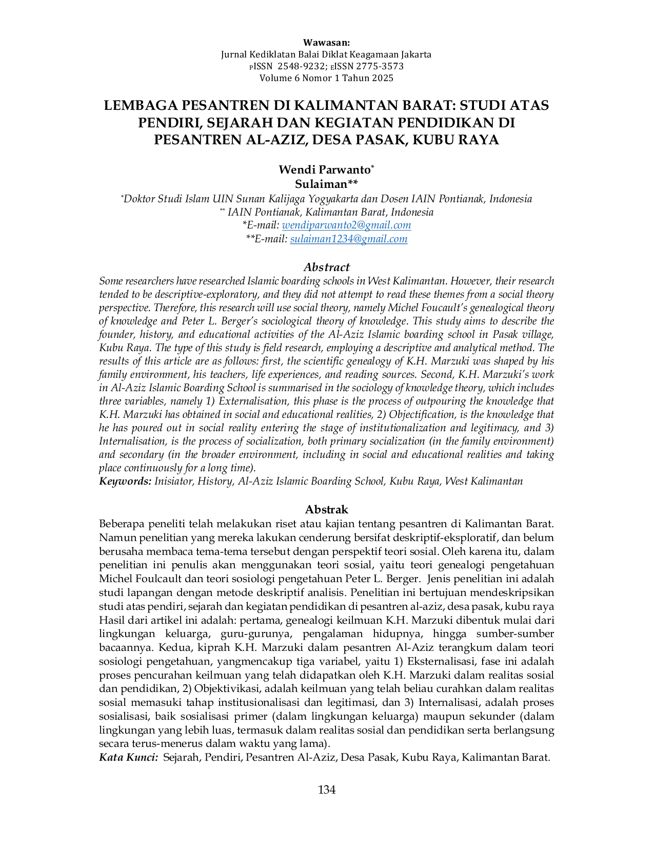 JURIS Lembaga Pesantren Di Kalimantan Barat Studi Atas Pendiri Sejarah Dan Kegiatan Pendidikan Di Pesantren Al Aziz Desa Pasak Kubu Raya