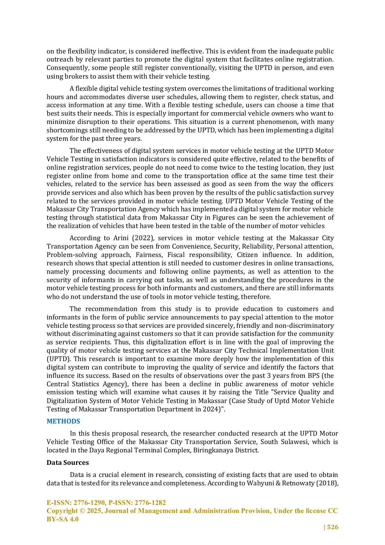 JURIS Service Quality and Digitalized System for Motor Vehicle Testing in Makassar Case Study of the Makassar City Transportation Agency s Motor Vehicle Testing Technical Implementation Unit UPTD in 2024