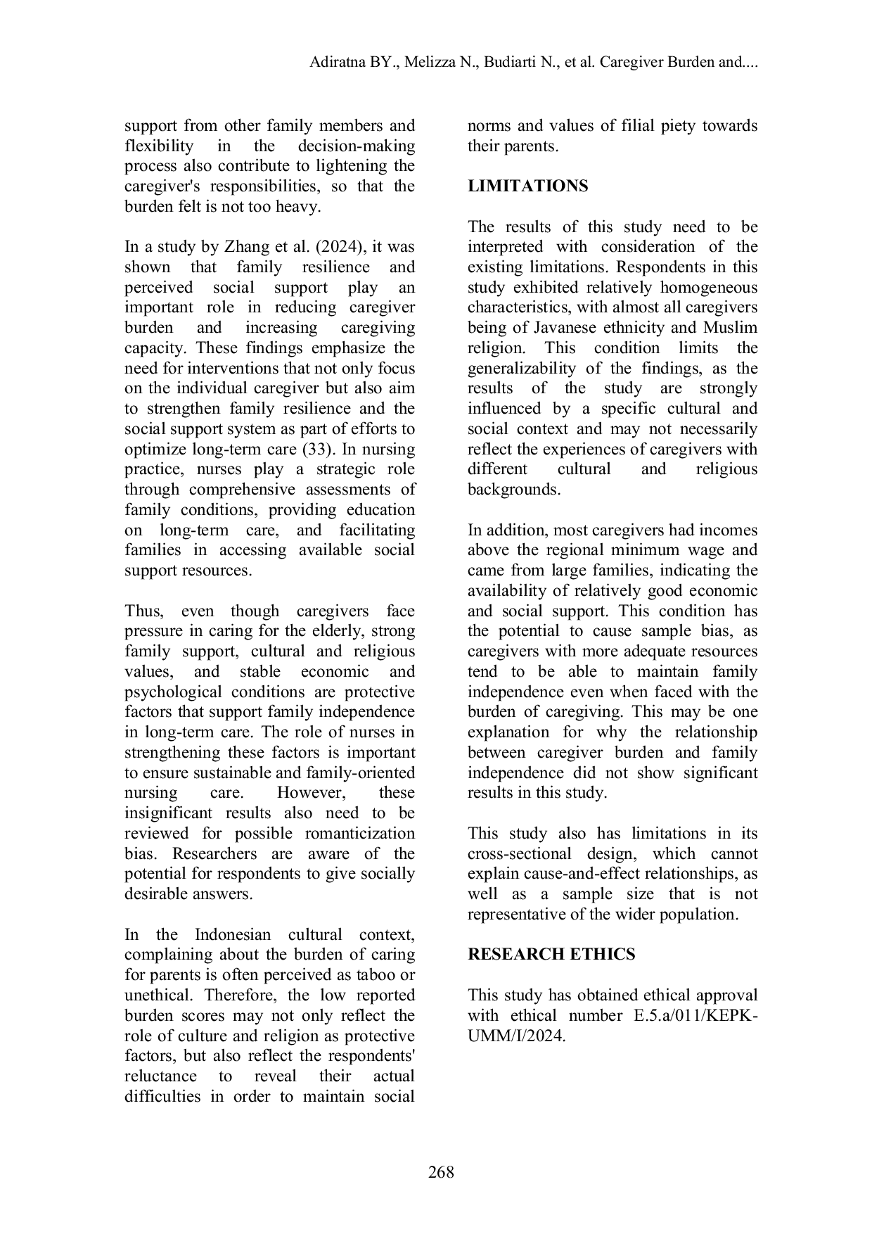 JURIS Caregiver Burden and Family Autonomy in Long Term Elderly Care A Correlational Study