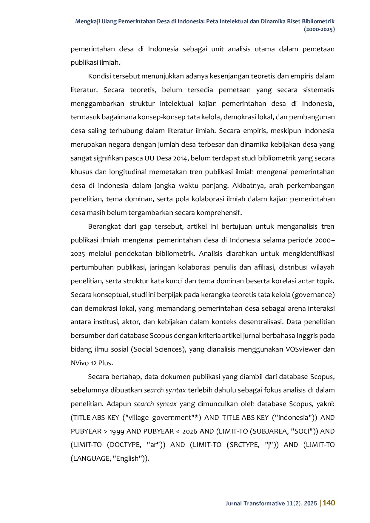 JURIS Mengkaji Ulang Pemerintahan Desa di Indonesia Peta Intelektual dan Dinamika Riset Bibliometrik 2000 2025