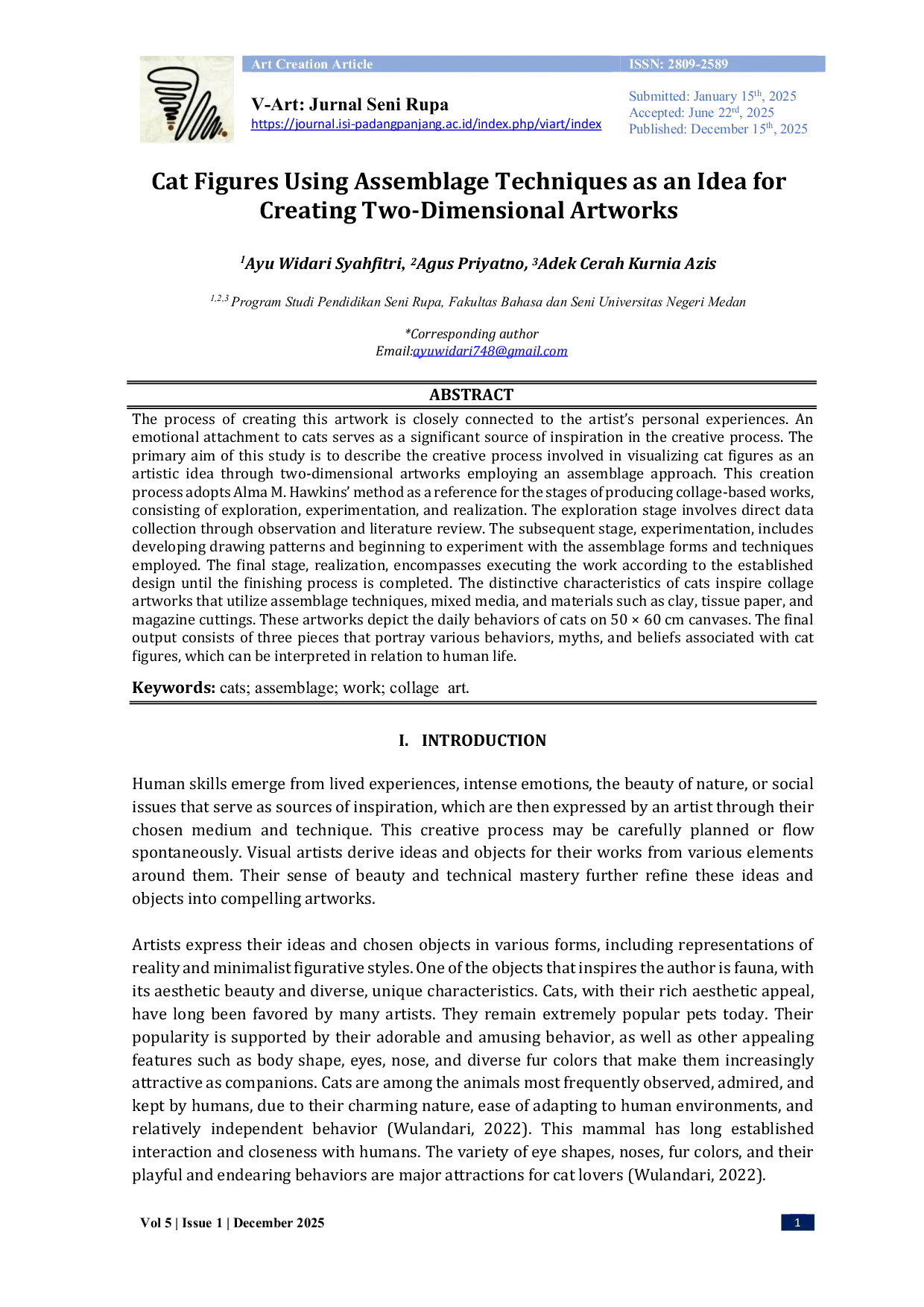 JURIS Cat Figures Using Assemblage Techniques as an Idea for Creating Two Dimensional Artworks