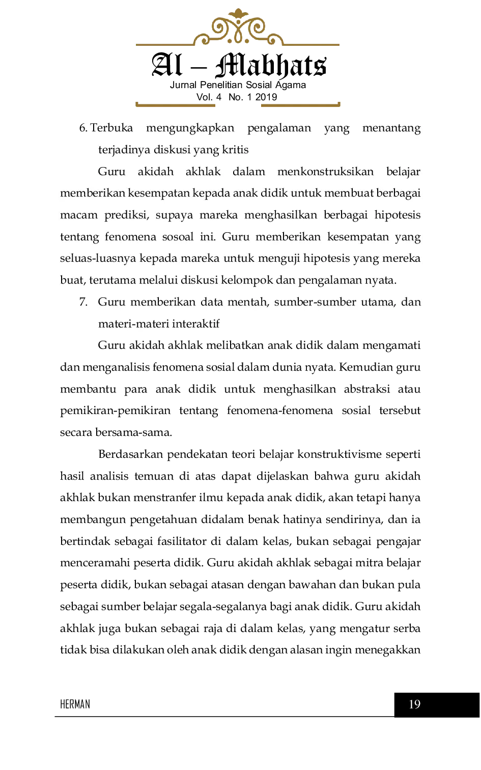 JURIS Pendekatan Teori Belajar dalam Proses Pembelajaran Akidah Akhlak di MAN Jeuram Kabupaten Nagan Raya
