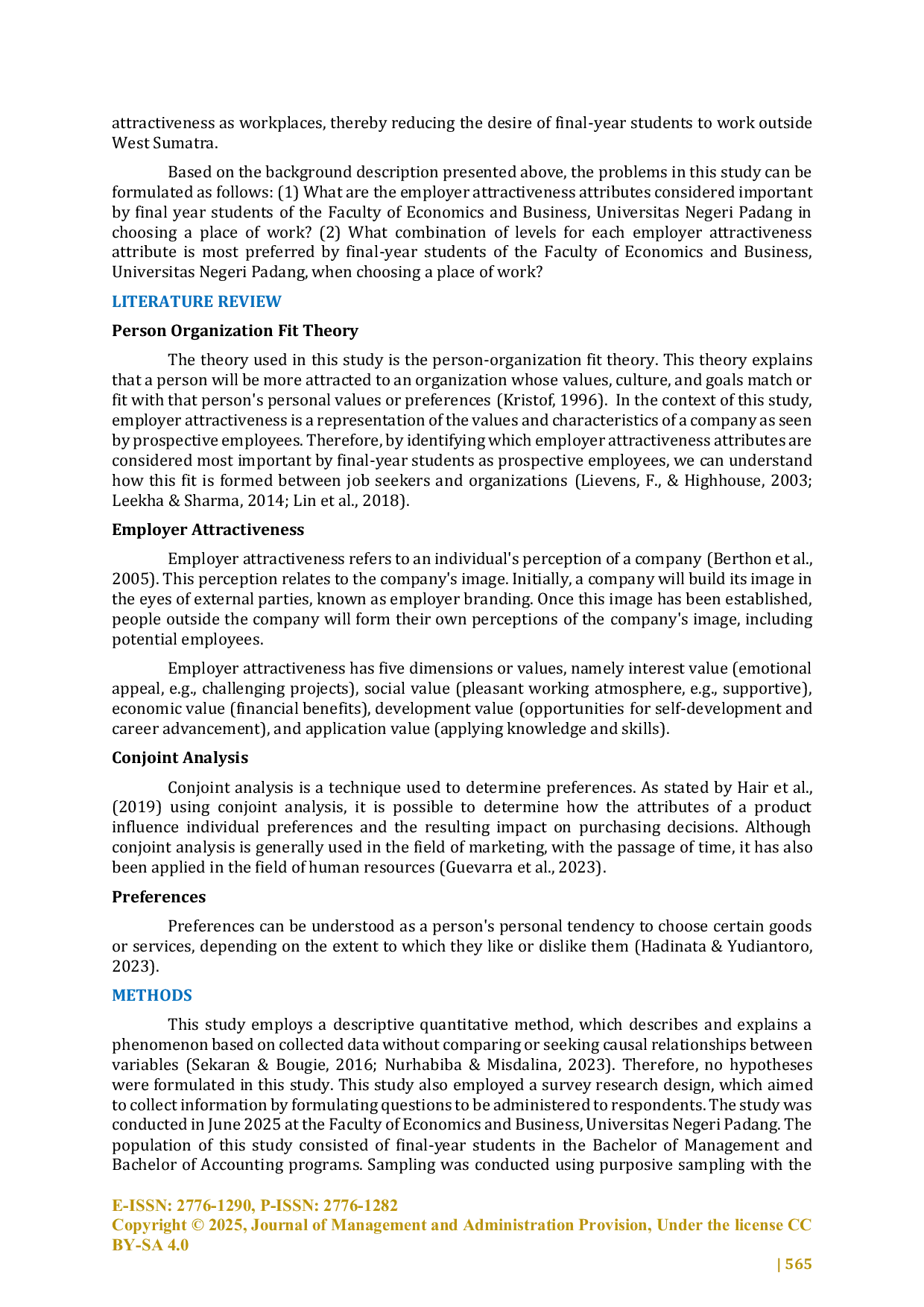 JURIS Preference Analysis of Employer Attractiveness What Do Final Year Students Consider Important