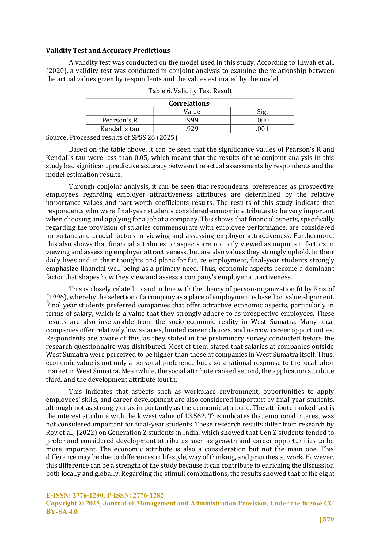 JURIS Preference Analysis of Employer Attractiveness What Do Final Year Students Consider Important