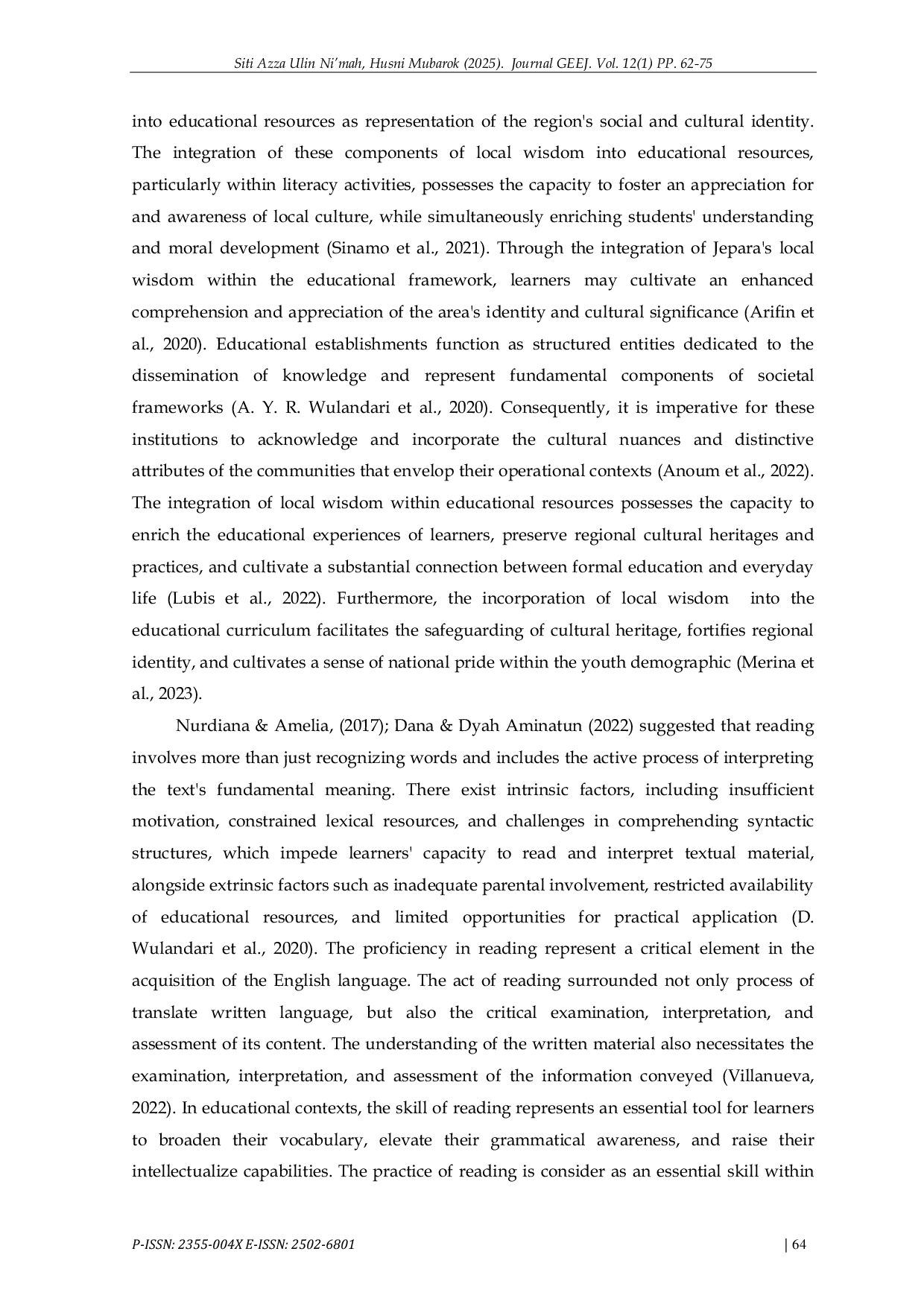 JURIS English Materials Based Jepara Local Wisdom The Effect On Students Reading Comprehension