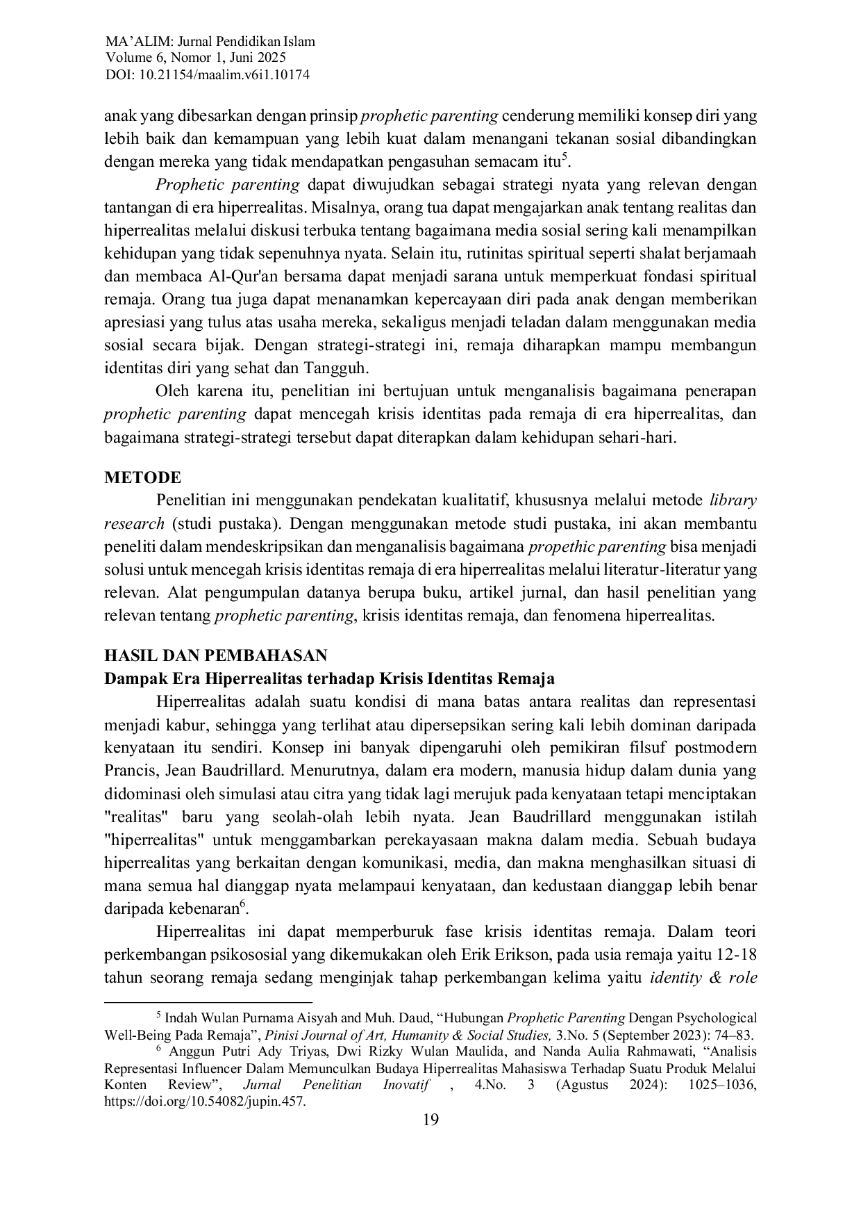 JURIS Prophetic Parenting Strategi Mencegah Krisis Identitas Remaja Muslim di Era Hiperrealitas
