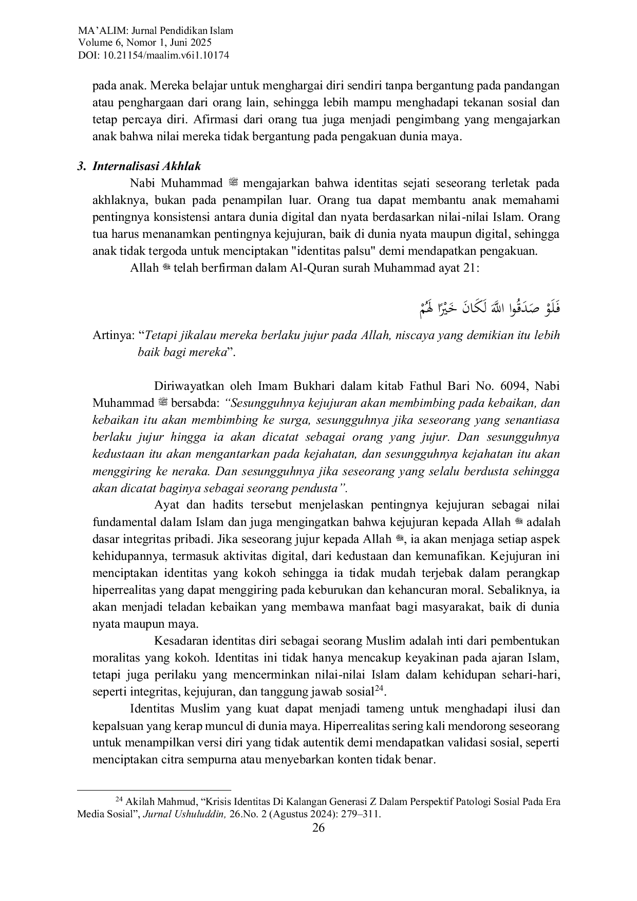 JURIS Prophetic Parenting Strategi Mencegah Krisis Identitas Remaja Muslim di Era Hiperrealitas