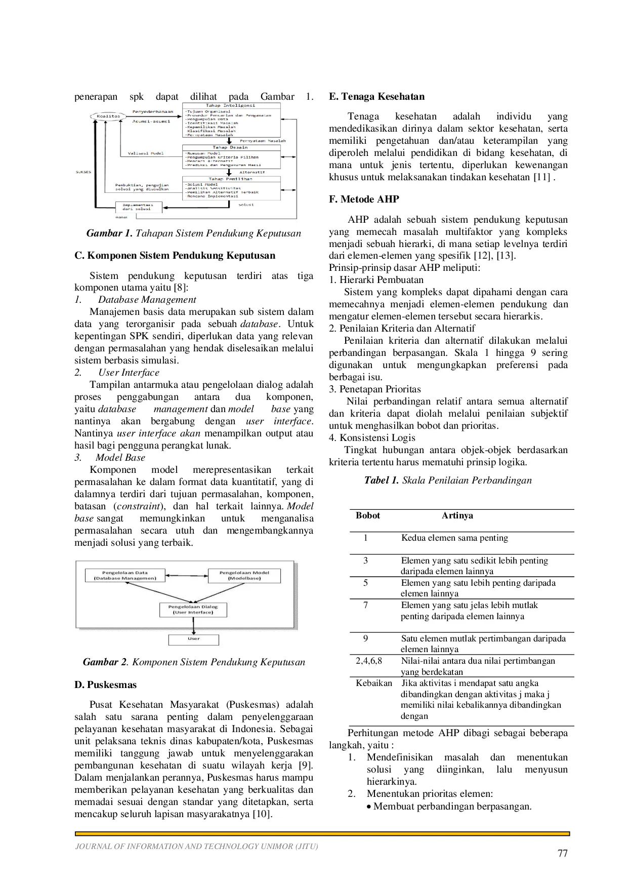 JURIS Sistem Pendukung Keputusan Tenaga Kesehatan Terbaik Menggunakan Metode Analytic Hierarchy Process AHP dan Simple Additive Weighting SAW Studi Kasus Puskesmas Oesapa