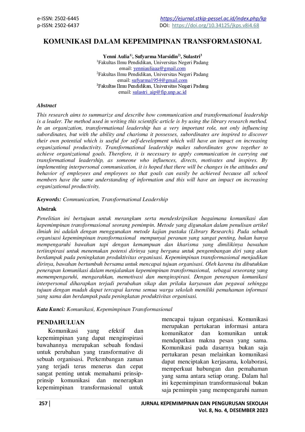 juris Komunikasi Dalam Kepemimpinan Transformasional