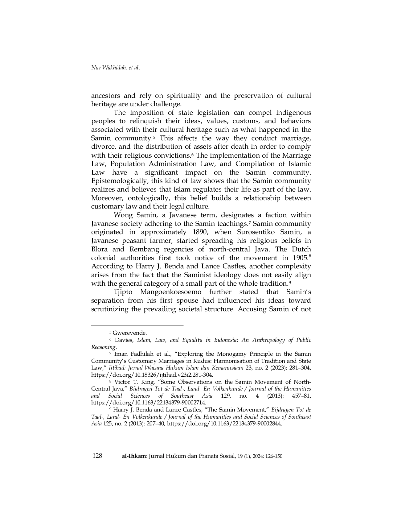 JURIS The Legal Culture of Samin Community of Family Law in Central Java