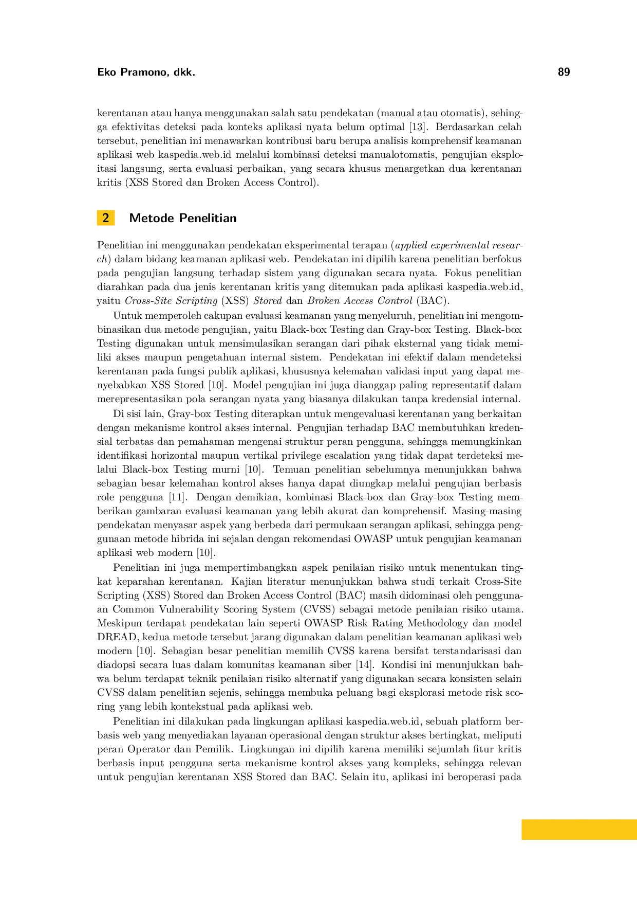 JURIS Detection and Prevention of Stored Cross Site Scripting XSS Vulnerabilities and Broken Access Control in the Kaspedia Web Application