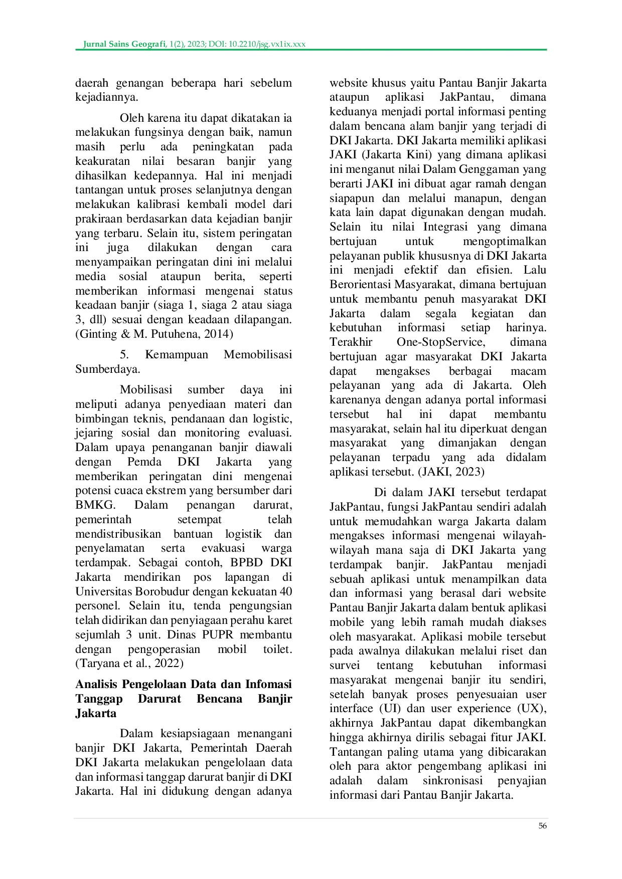 JURIS Analisis Daerah Rawan Banjir Terhadap Kesiapsiagaan Masyarakat di Kawasan Perumahan Elit Kecamatan Mampang Prapatan Kota Jakarta Selatan