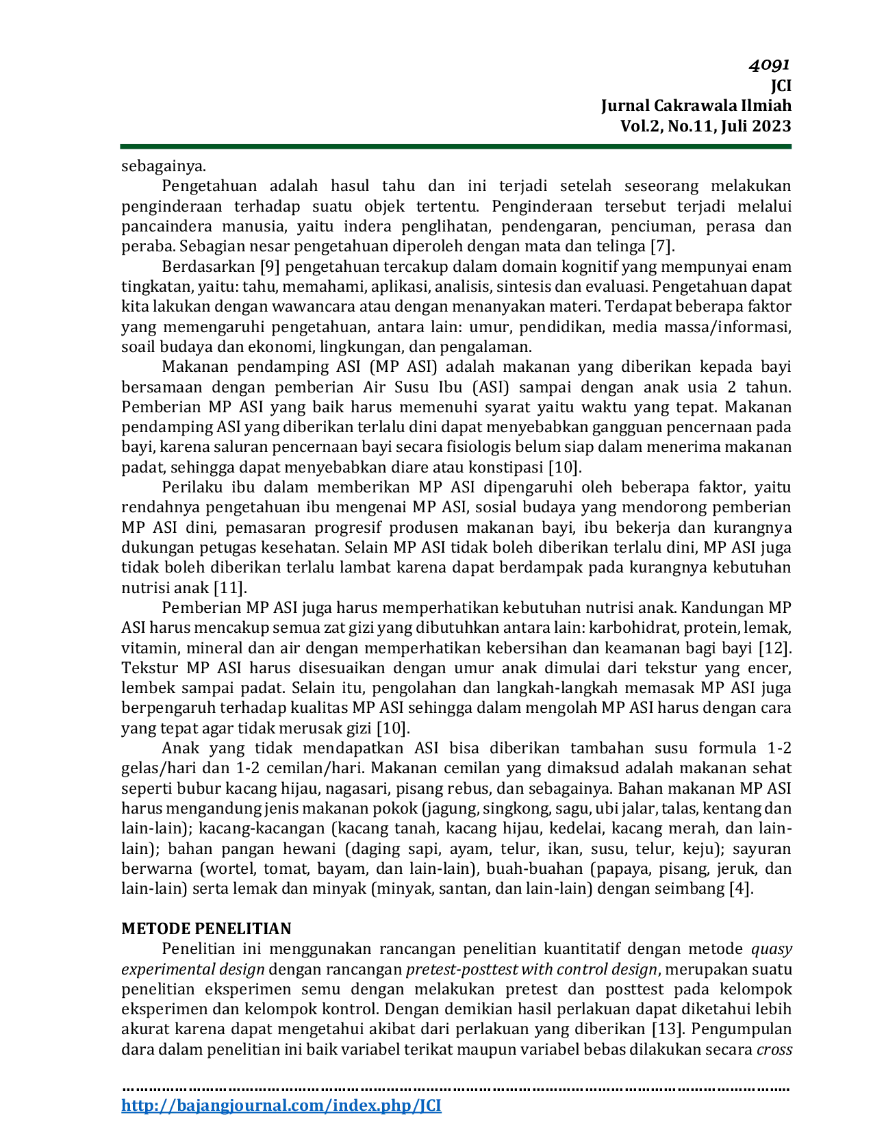 JURIS PENGARUH PENDIDIKAN KESEHATAN TERHADAP TINGKAT PENGETAHUAN IBU TENTANG MP ASI DI PUSKESMAS PURWOKERTO TIMUR II