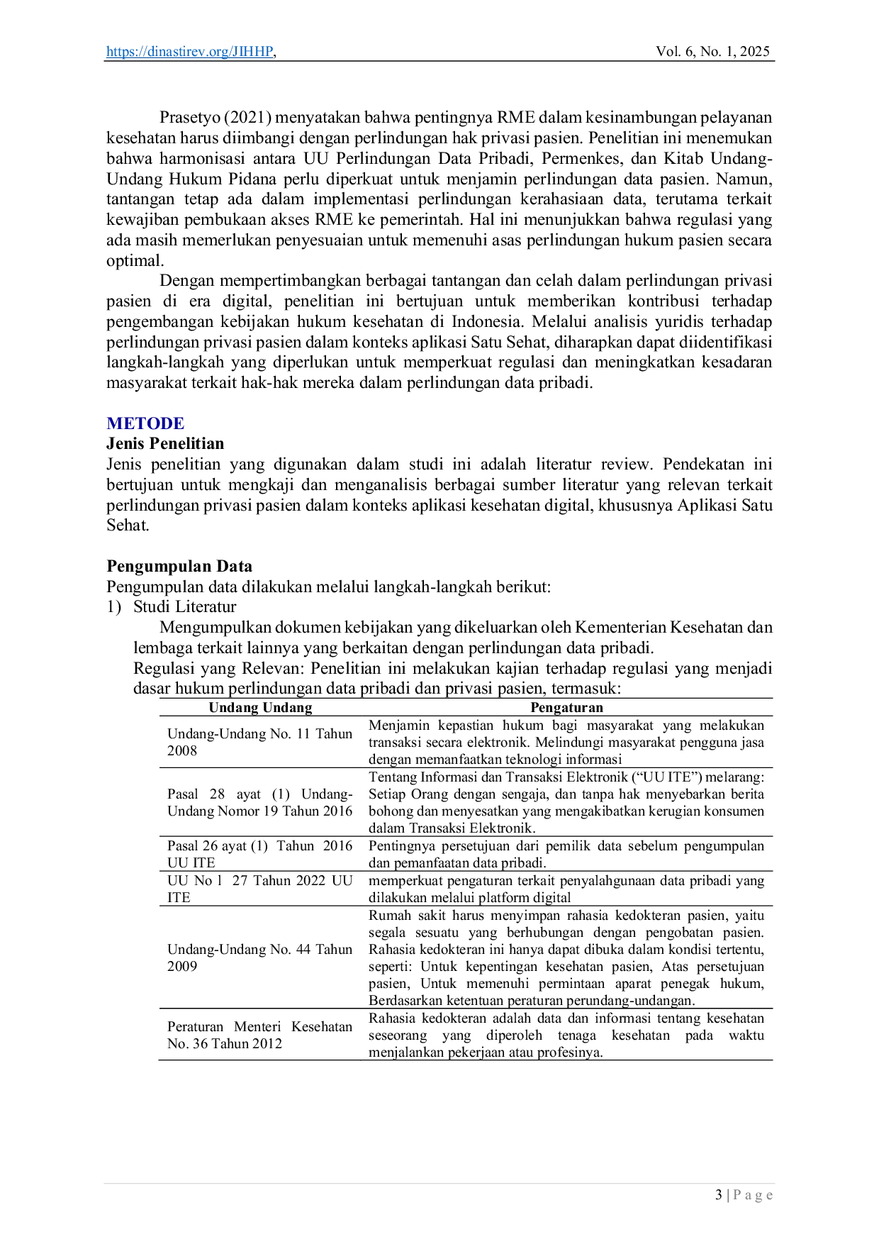 JURIS Analisis Yuridis terhadap Perlindungan Privasi Pasien dalam Era Digital Studi Kasus Aplikasi Satu Sehat