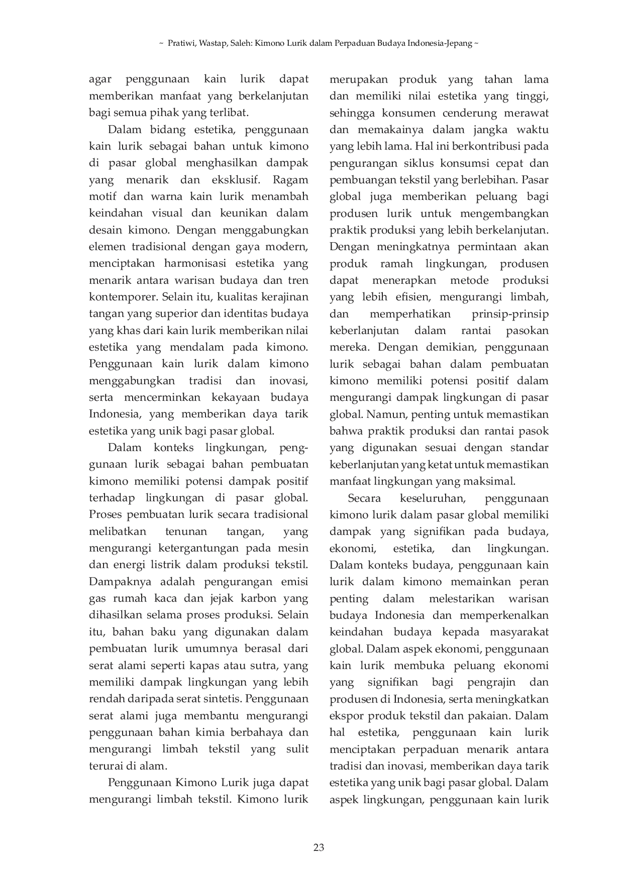 JURIS Kimono Lurik dalam Perpaduan Budaya Indonesia Jepang