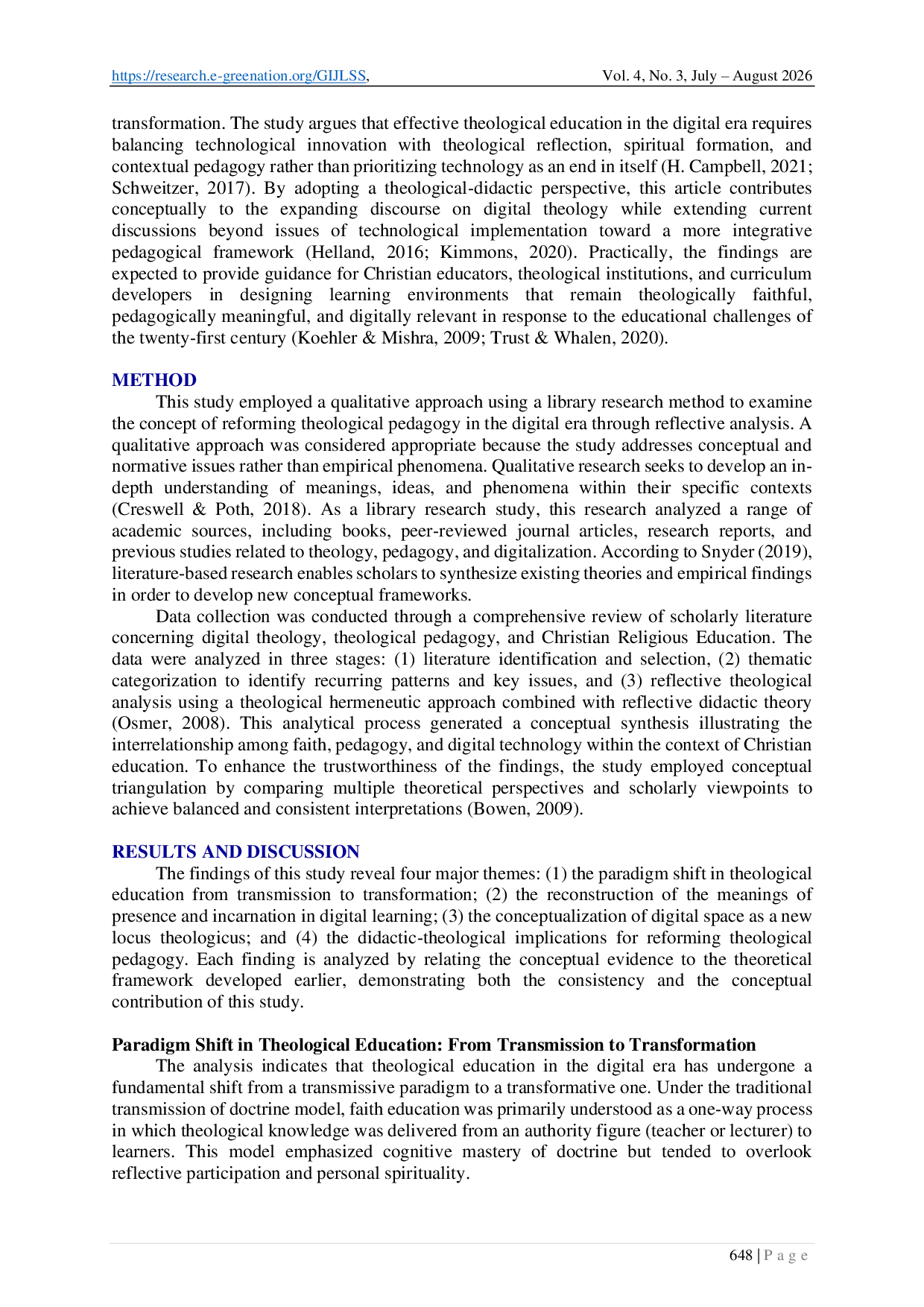 JURIS Reforming Theological Pedagogy in Christian Religious Education in the Digital Era A Theological Didactic Analysis