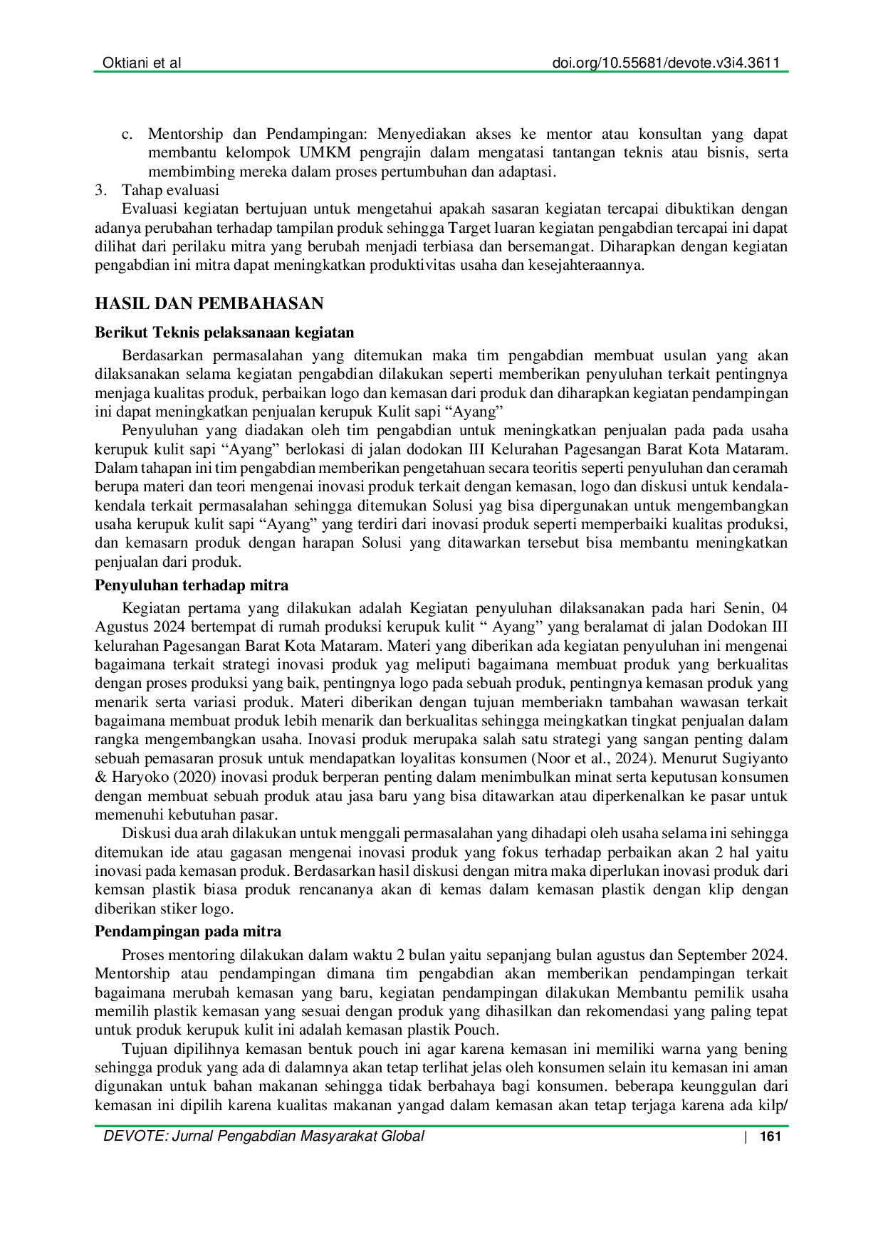 JURIS Upaya Meningkatkan Produktivitas Melalui Inovasi kemasan Pada Usaha Kerupuk Kulit Sapi Ayang Di Mataram