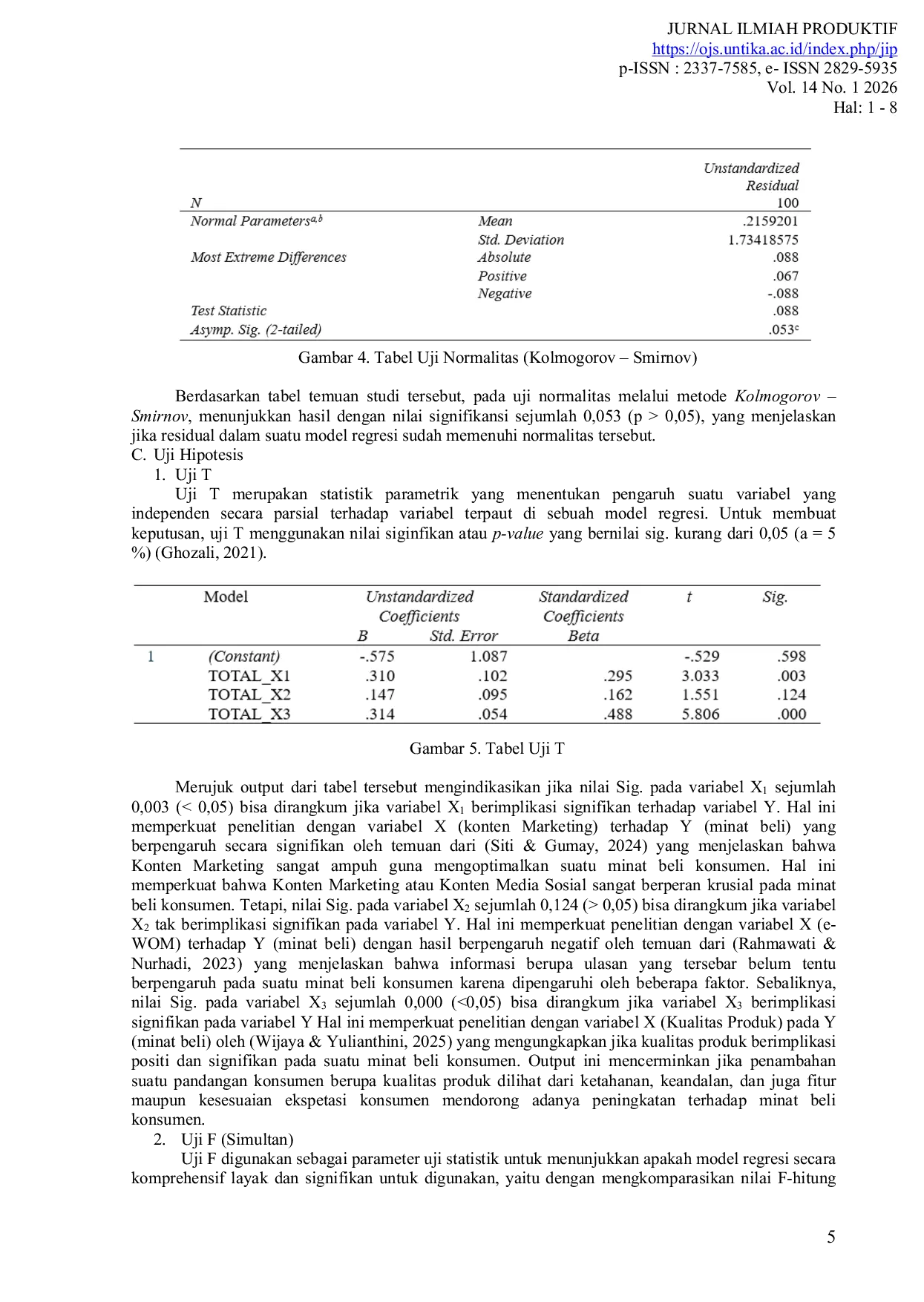 JURIS Pengaruh Konten Media Sosial E wom Dan Product Quality Terhadap Minat Beli Konsumen Kantilan Food The Influence of Social Media Content E wom and Product Quality on Consumers Purchase Intention