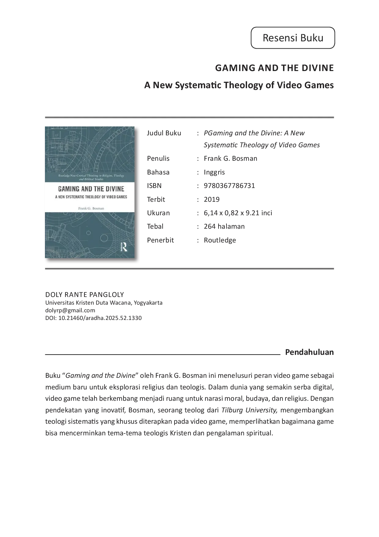 JURIS Resensi Buku Gaming and the Divine A New Systematic Theology of Video Games