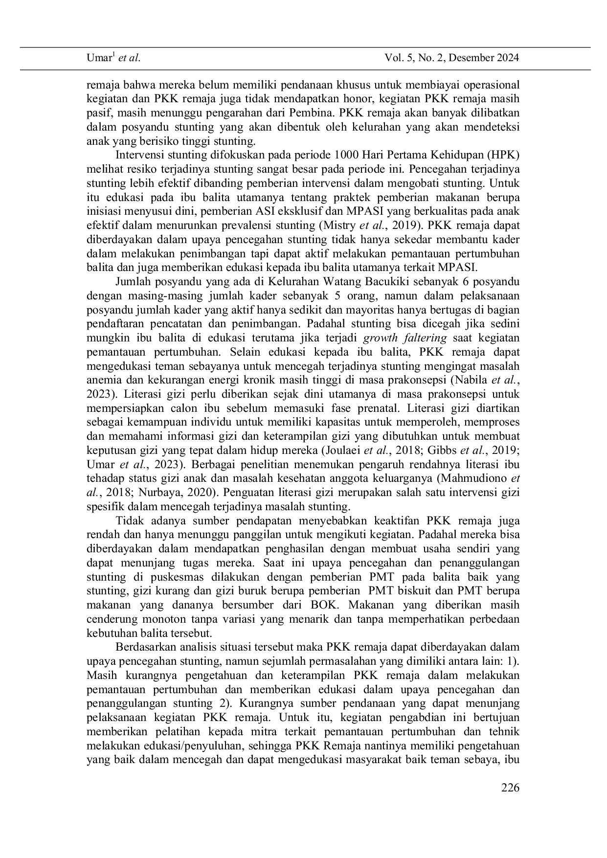 JURIS Optimalisasi Dan Penguatan Pkk Remaja Dalam Upaya Pencegahan Dan Penanggulanan Stunting