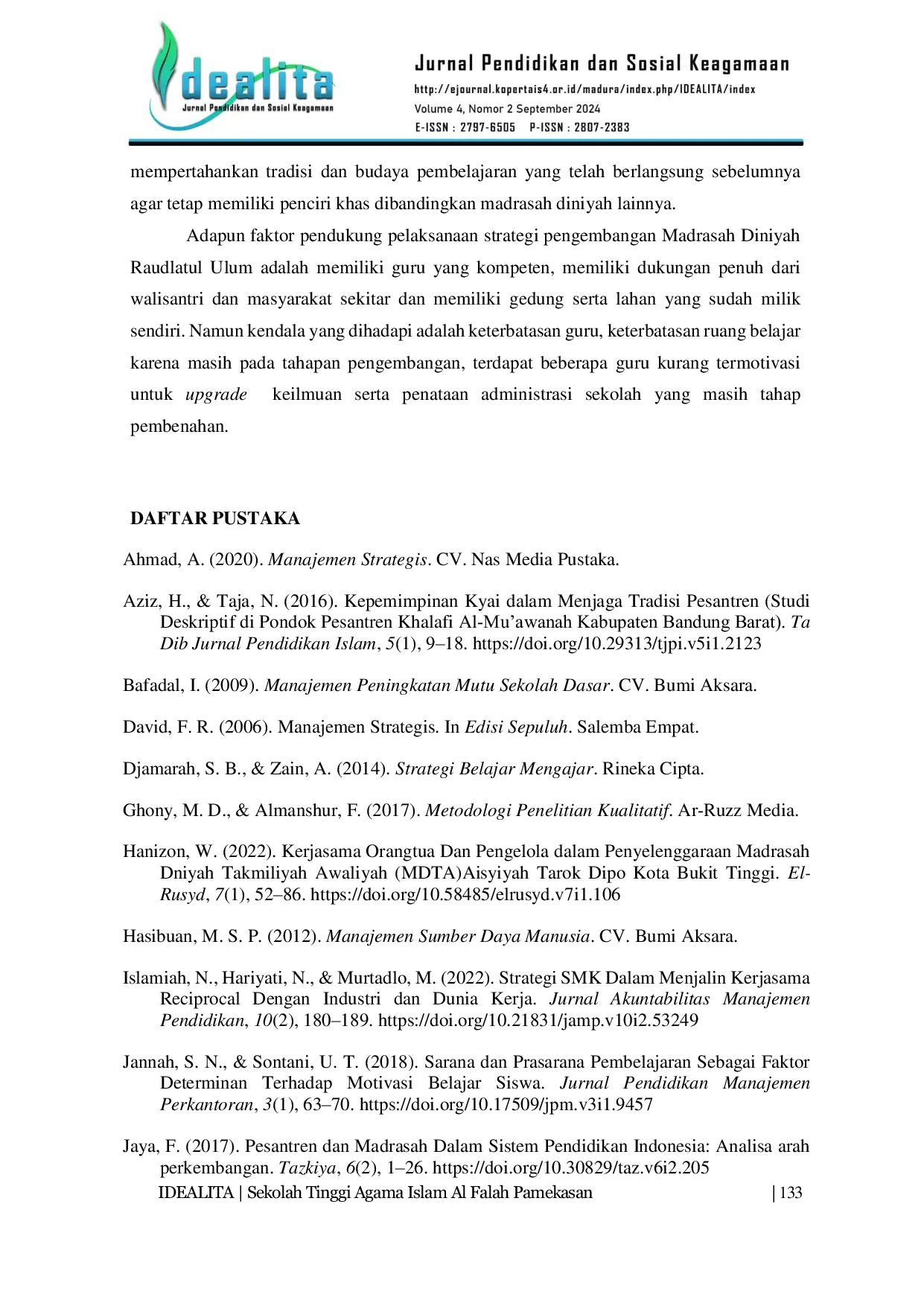 JURIS Strategi Pengembangan Madrasah Diniyah Sebagai Alternatif Pendidikan Keislaman Unggulan