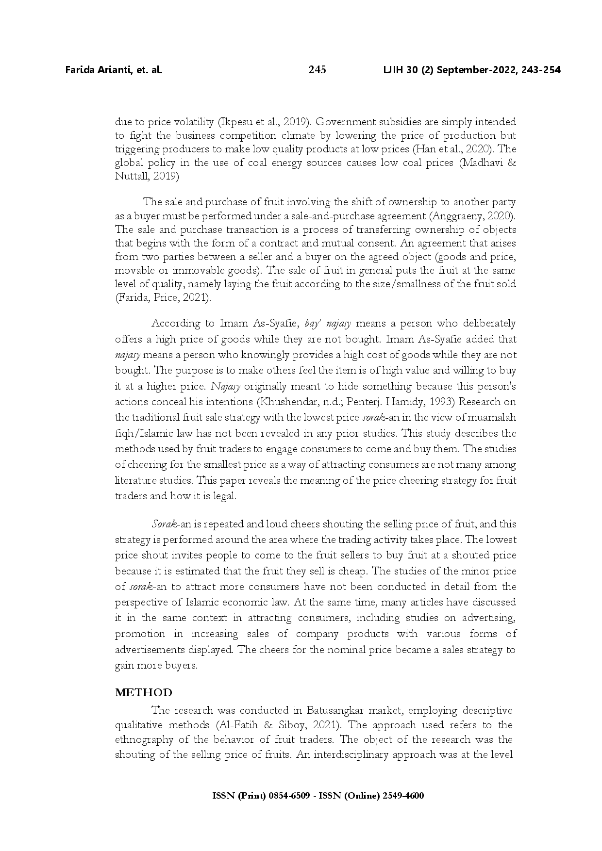 juris Fruit sale strategy with the lowest price sorakan cheering in the view of Fiqh Muamalah