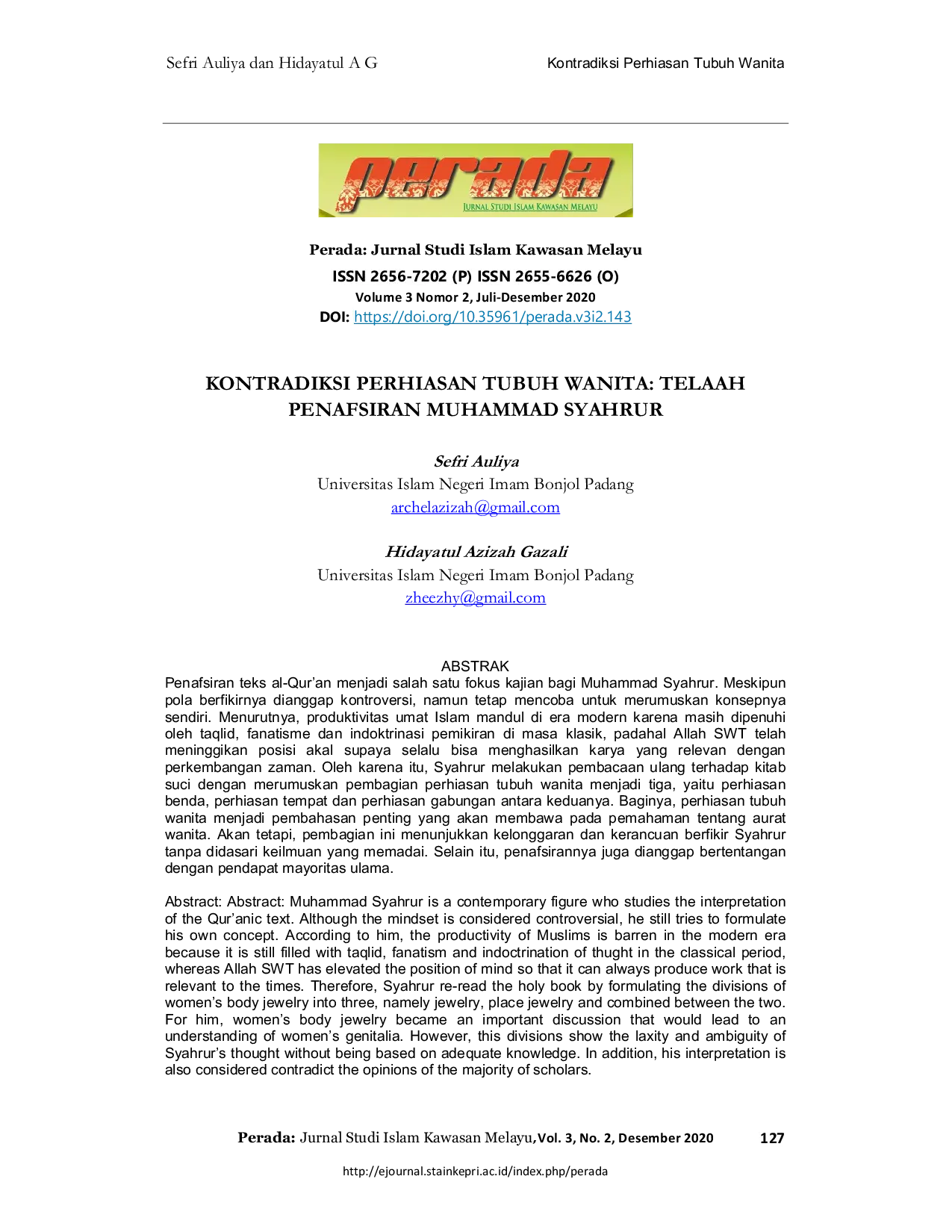 juris Kontradiksi Perhiasan Tubuh Wanita Telah Syahrur