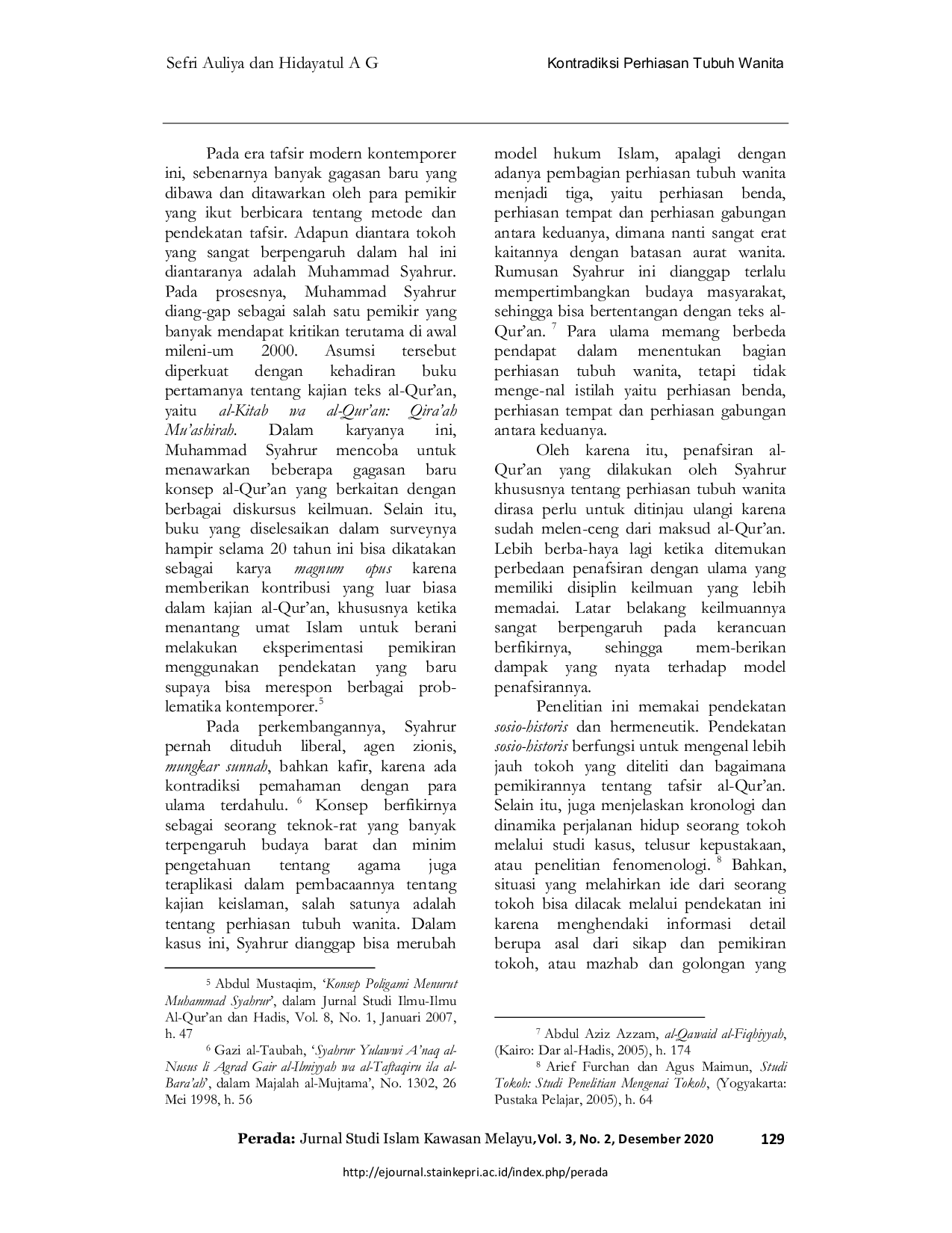 JURIS Kontradiksi Perhiasan Tubuh Wanita Telah Syahrur