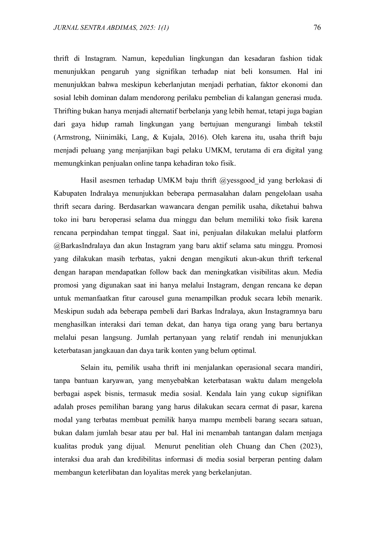 JURIS Strategi Promosi UMKM Pakaian Thrift