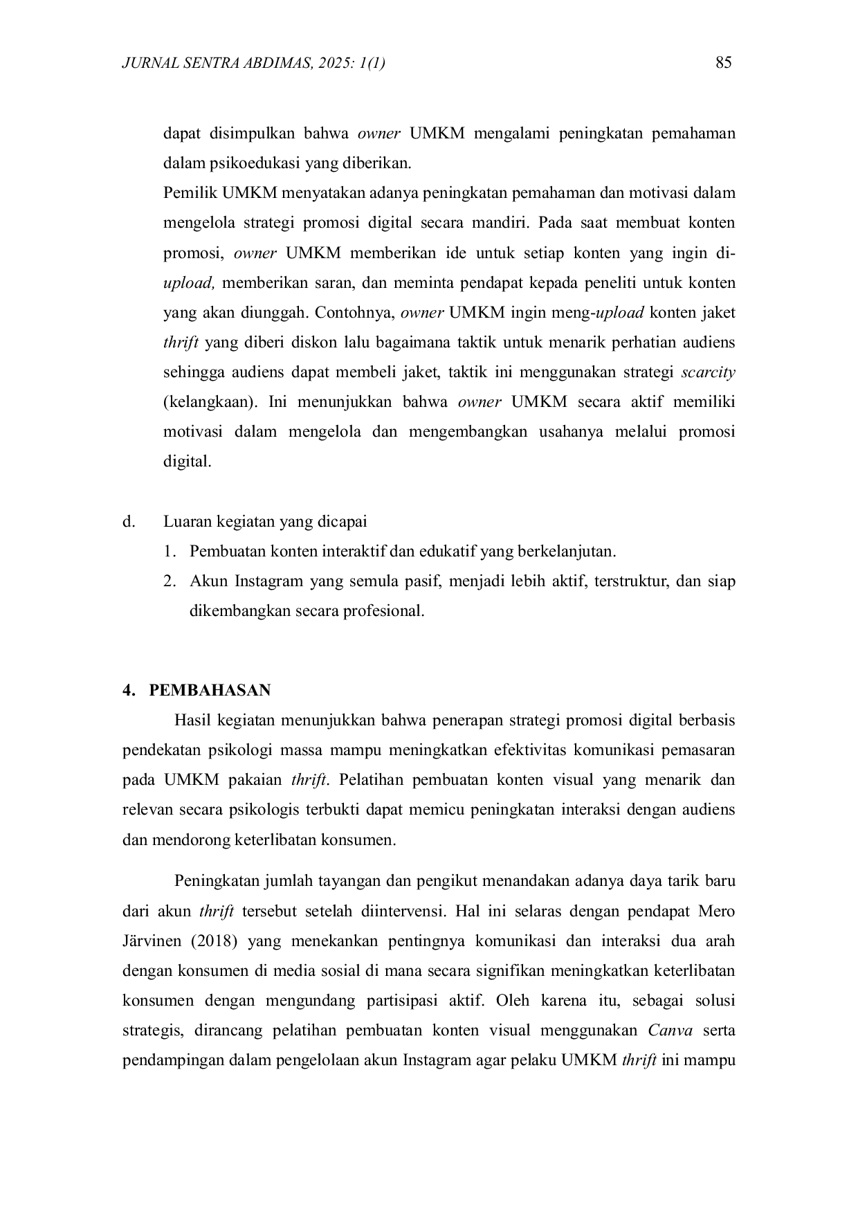 JURIS Strategi Promosi UMKM Pakaian Thrift