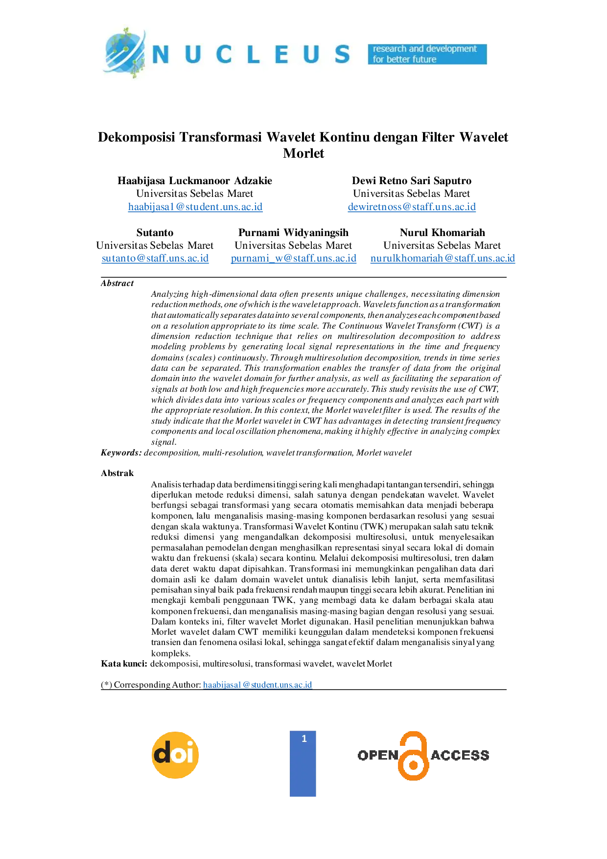 JURIS Continuous Wavelet Transform Decomposition with Morlet Wavelet Filters