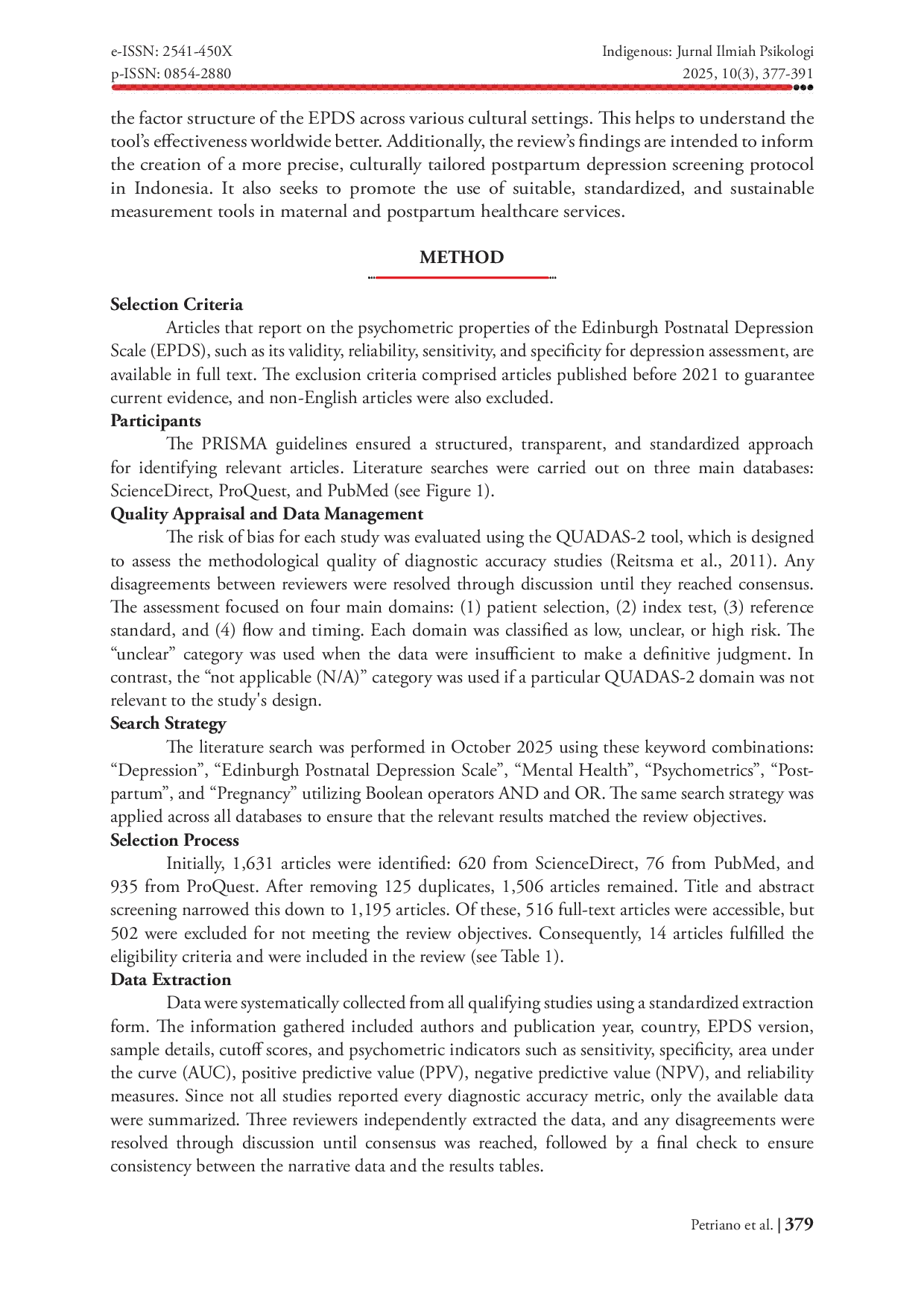 JURIS The Psychometric Properties of the Edinburgh Postnatal Depression Scale EPDS for Depression Screening in Pregnant and Postpartum Women A Systematic Review