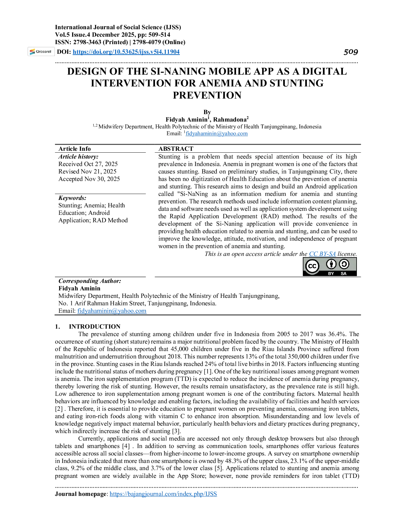 JURIS Design Of The Si Naning Mobile App As A Digital Intervention For Anemia And Stunting Prevention